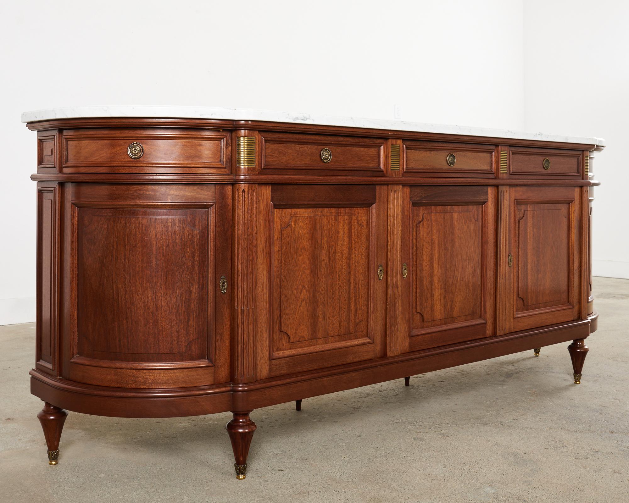 Grand Louis XVI Style Marble Top Mahogany Sideboard Buffet For Sale 6