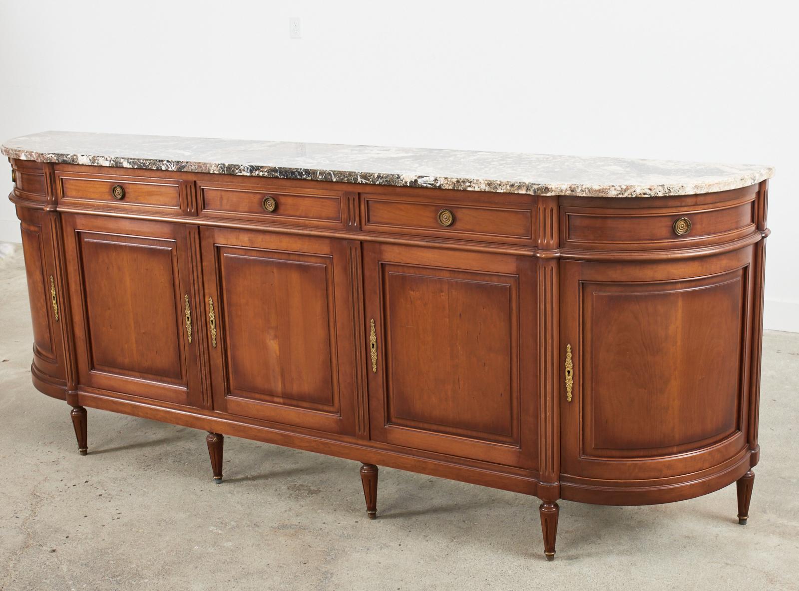 Grand Louis XVI Style Marble Top Mahogany Sideboard Buffet 4