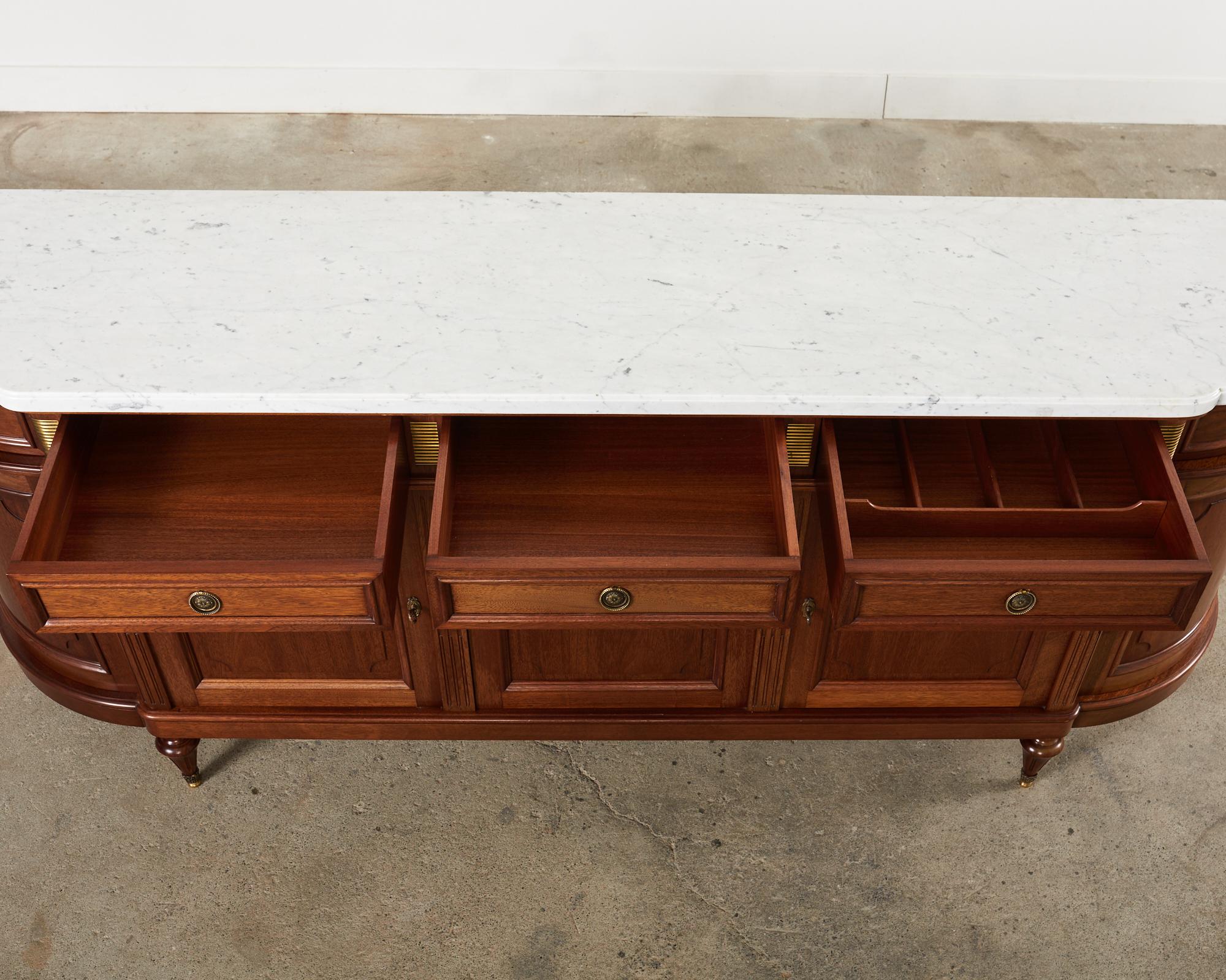 Grand Louis XVI Style Marble Top Mahogany Sideboard Buffet For Sale 6