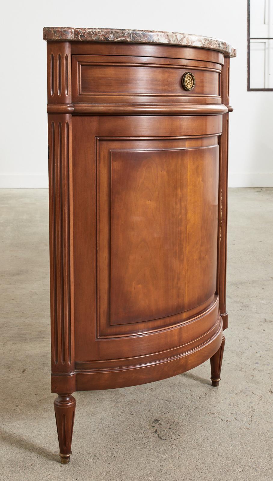 Grand Louis XVI Style Marble Top Mahogany Sideboard Buffet 5