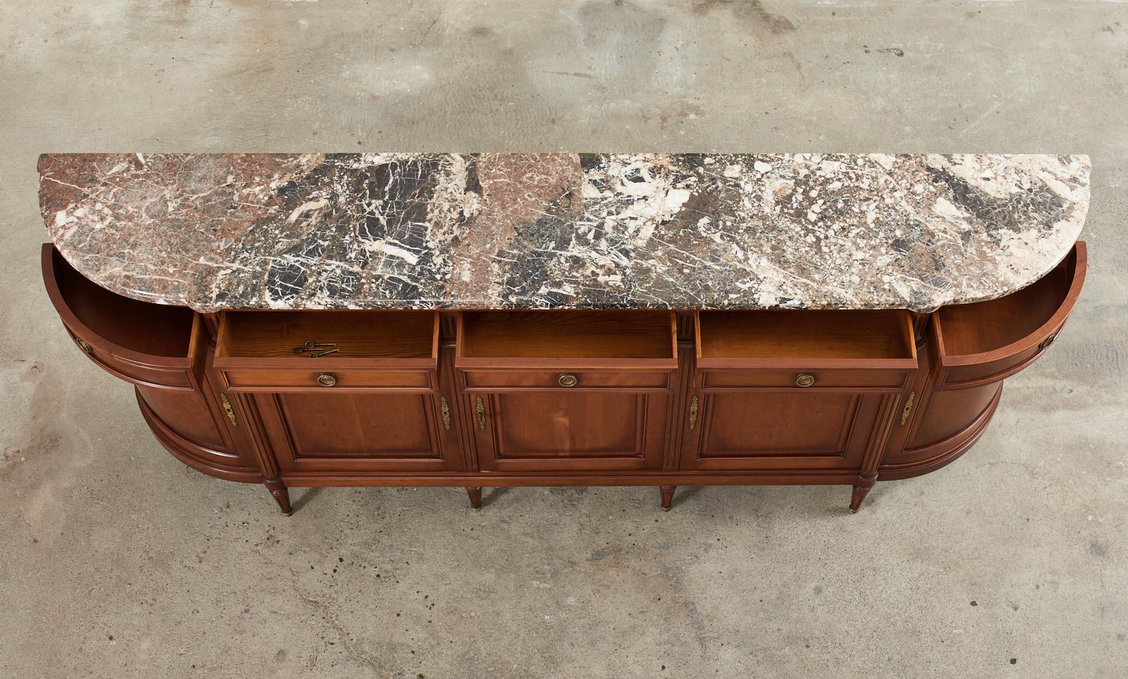 Grand Louis XVI Style Marble Top Mahogany Sideboard Buffet 6