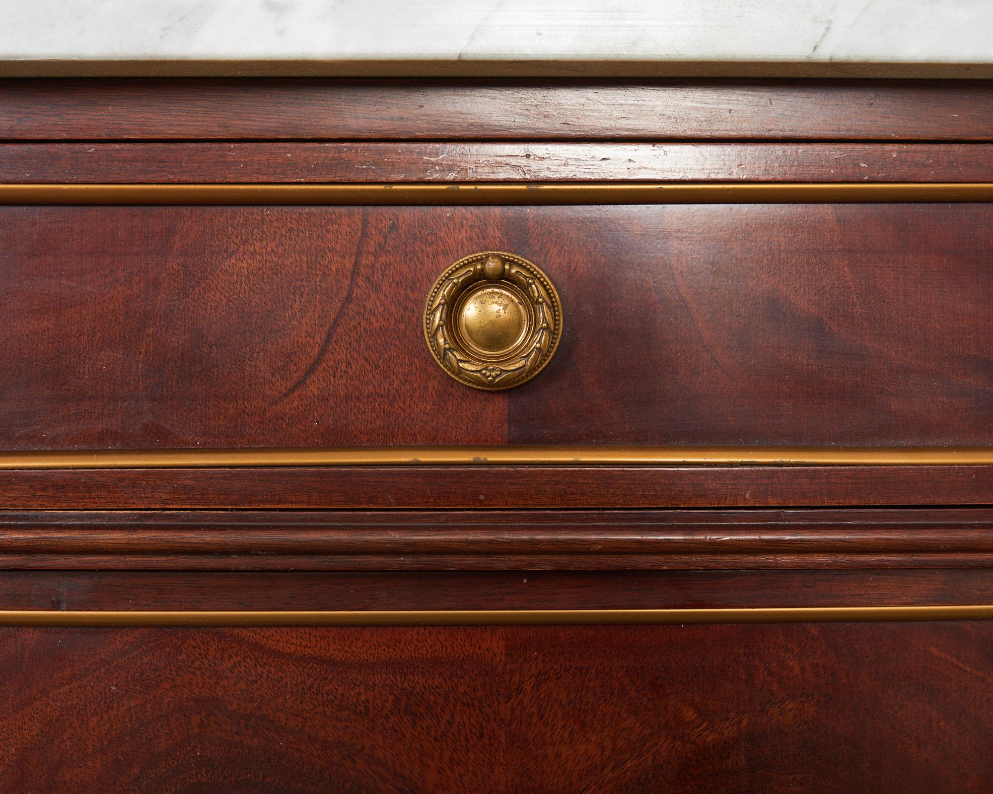 Grand Louis XVI Style Marble Top Mahogany Sideboard Buffet 9