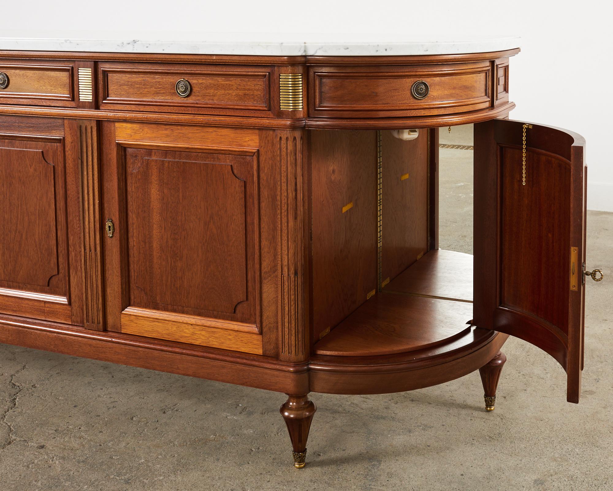 Grand Louis XVI Style Marble Top Mahogany Sideboard Buffet For Sale 9