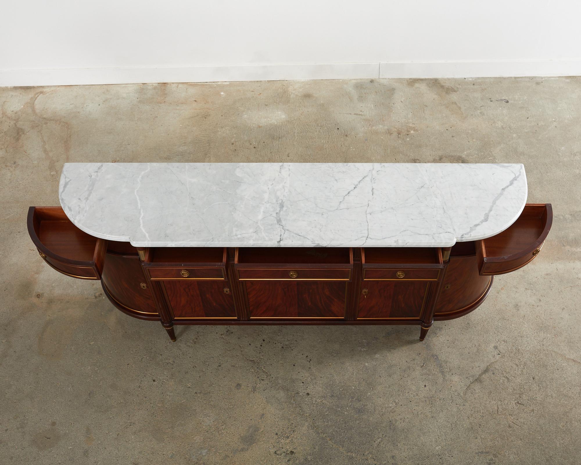 Grand Louis XVI Style Marble Top Mahogany Sideboard Buffet 10