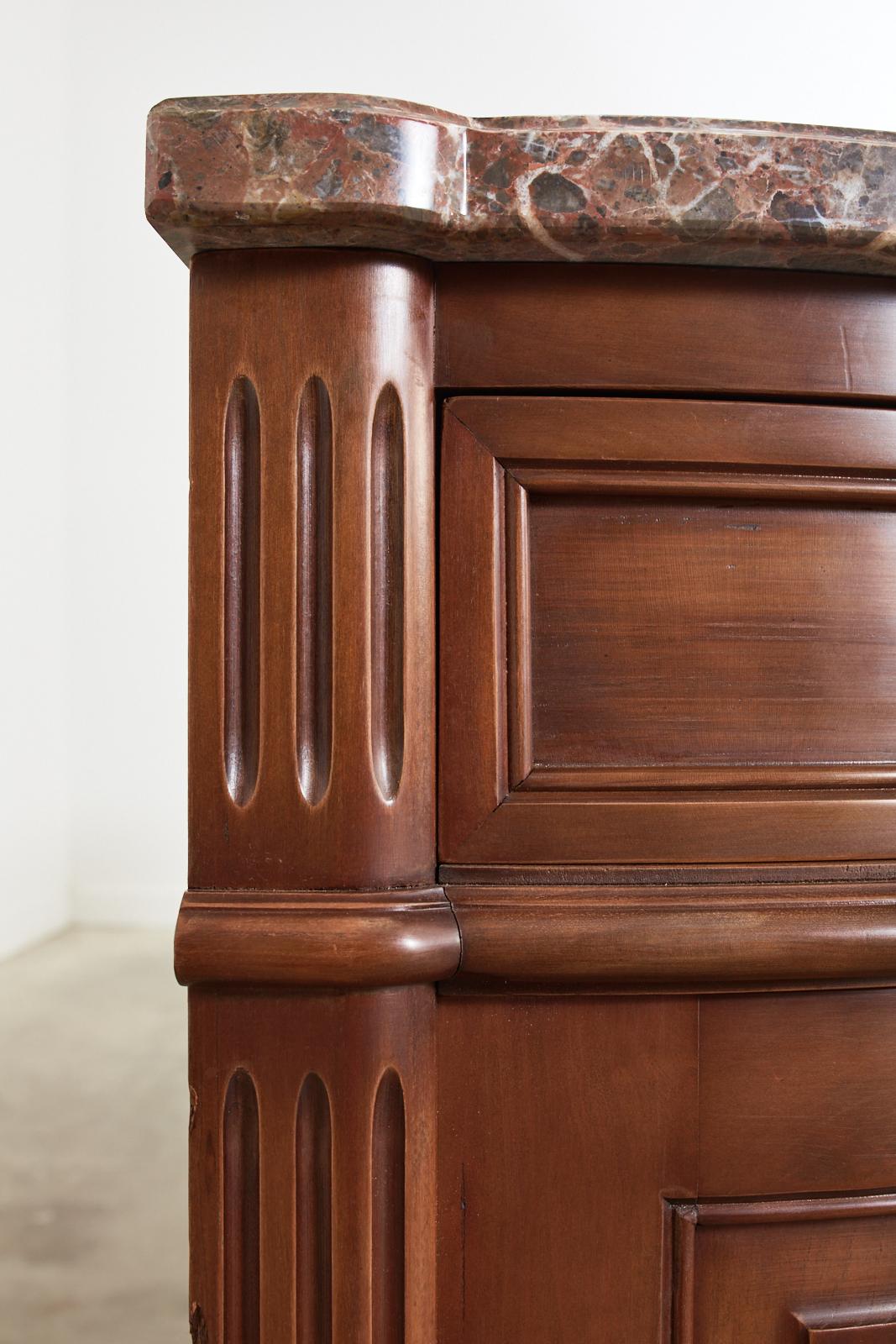 Grand Louis XVI Style Marble Top Mahogany Sideboard Buffet 8