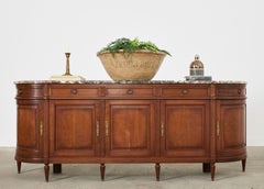 Grand Louis XVI Style Marble Top Mahogany Sideboard Buffet
