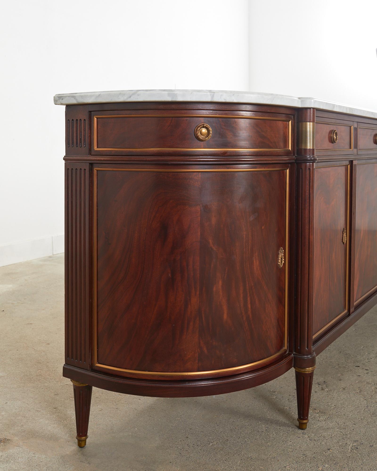 Grand Louis XVI Style Marble Top Mahogany Sideboard Buffet In Good Condition In Rio Vista, CA