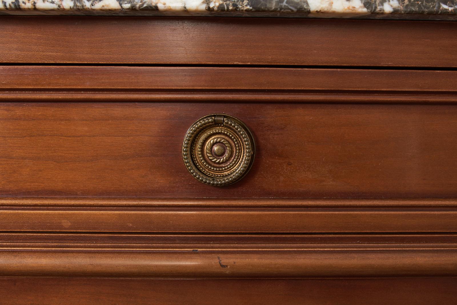 Hand-Crafted Grand Louis XVI Style Marble Top Mahogany Sideboard Buffet