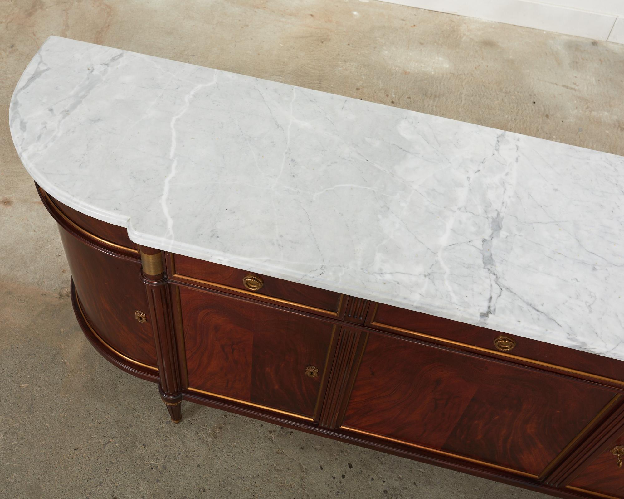 Grand Louis XVI Style Marble Top Mahogany Sideboard Buffet 2