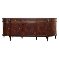 Grand Louis XVI Style Marble Top Mahogany Sideboard Buffet