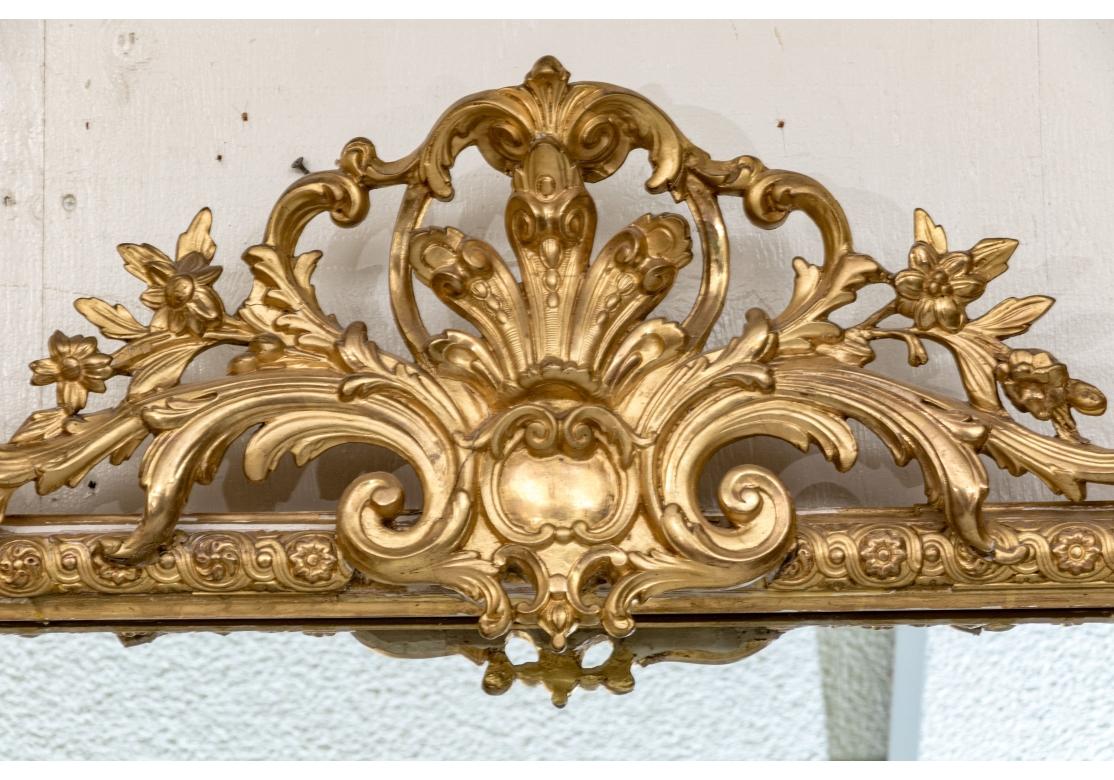 Grand Louis XVI Style Segmented Giltwood Mirror For Sale 2