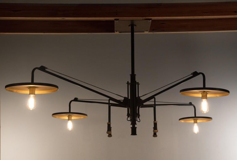 Grand Luminaire 4Arm Light Fixture in Steel and Brass at 1stDibs