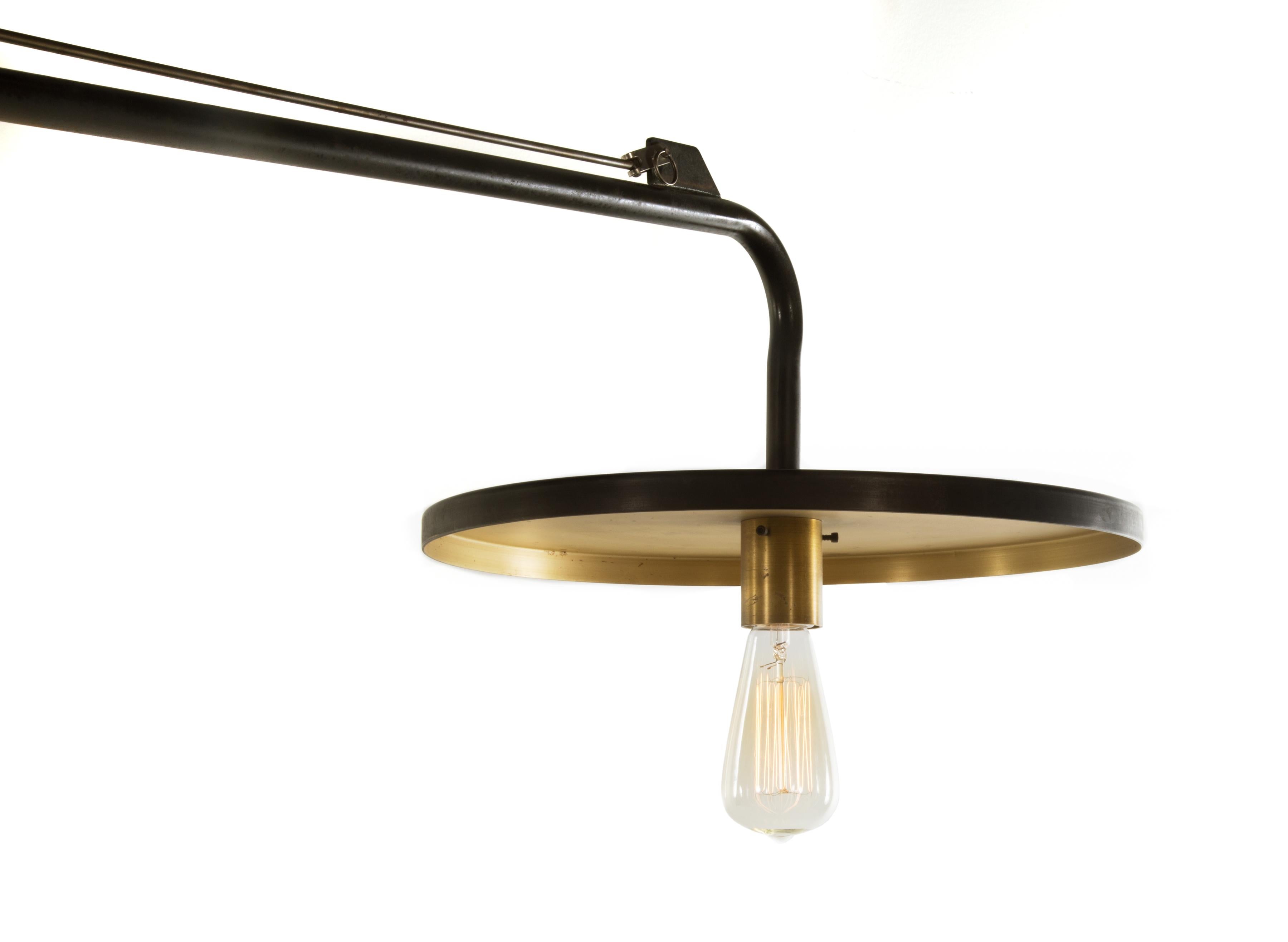 Grand Luminaire 4-Arm Light Fixture in Steel and Brass In Good Condition In Baltimore, MD