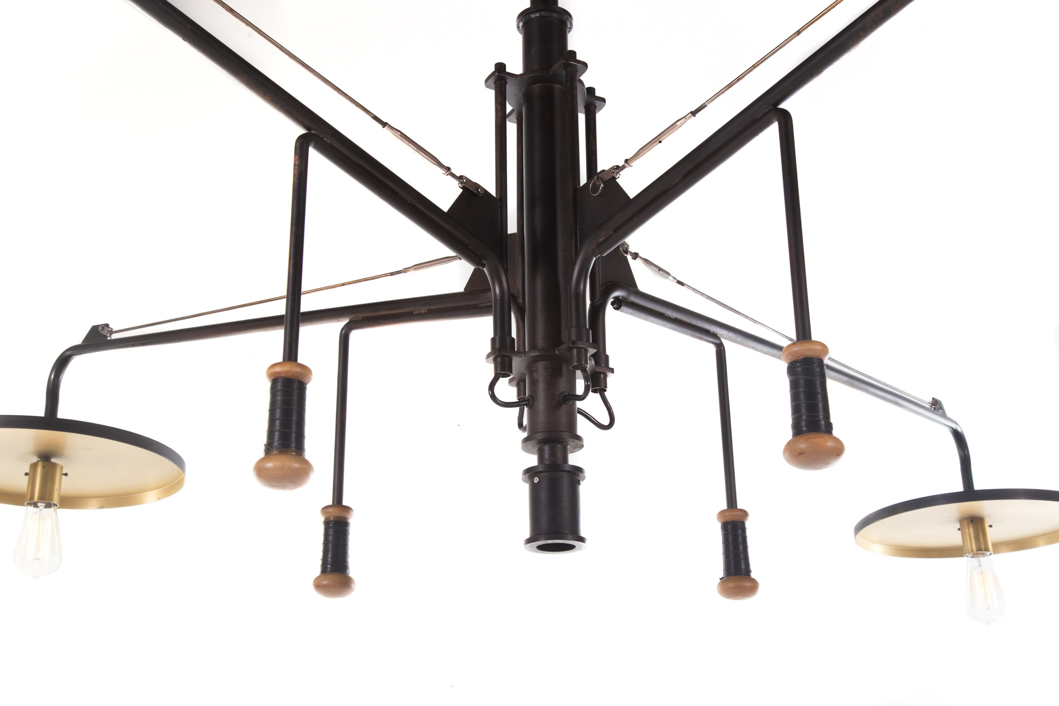 Grand Luminaire 4-Arm Light Fixture in Steel and Brass 1