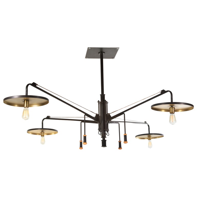 Grand Luminaire 4Arm Light Fixture in Steel and Brass at 1stDibs