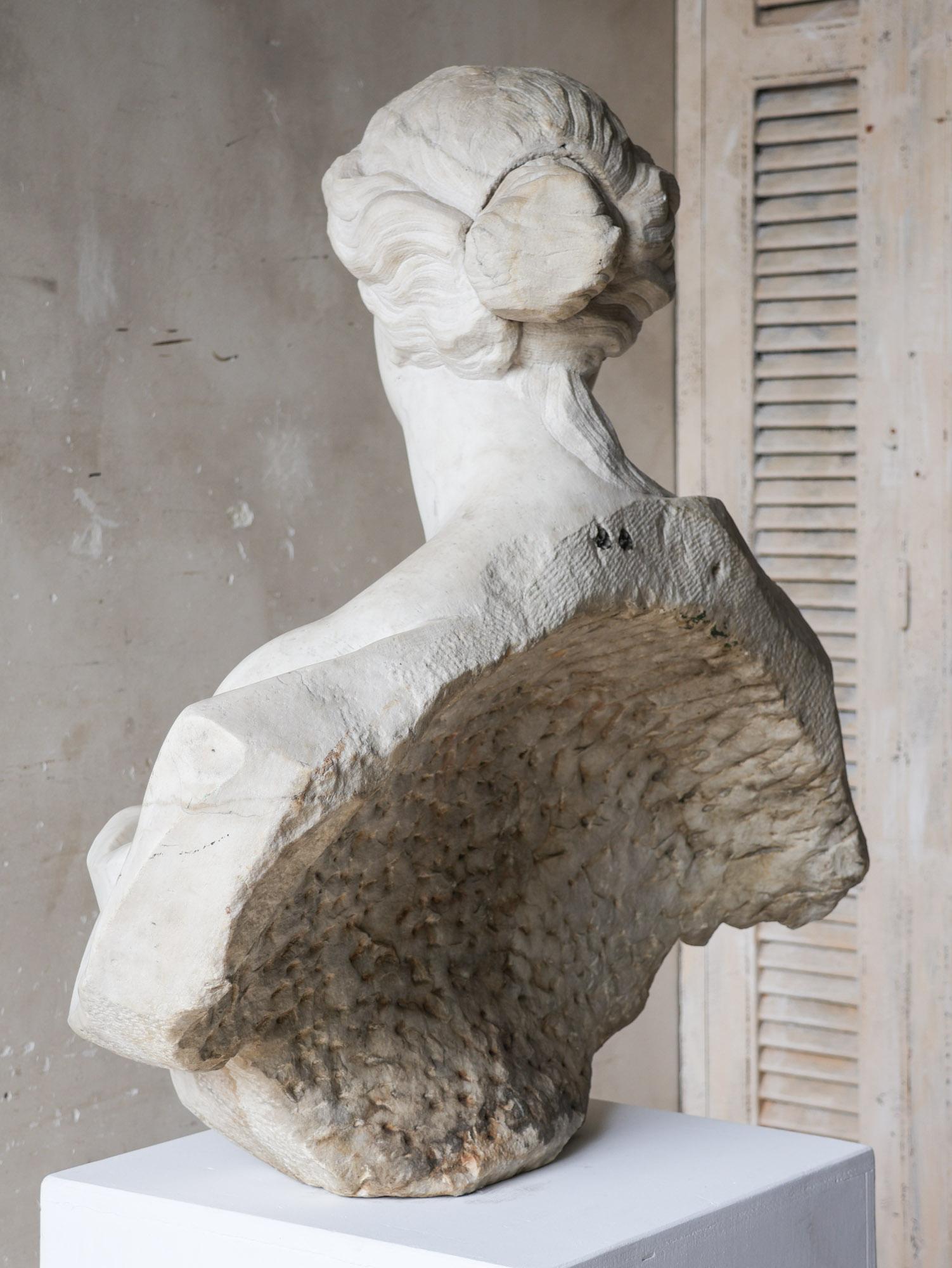 Grand Marble Bust of Omphale with Hercules' Lion Skin – Amsterdam, c. 1740 For Sale 9