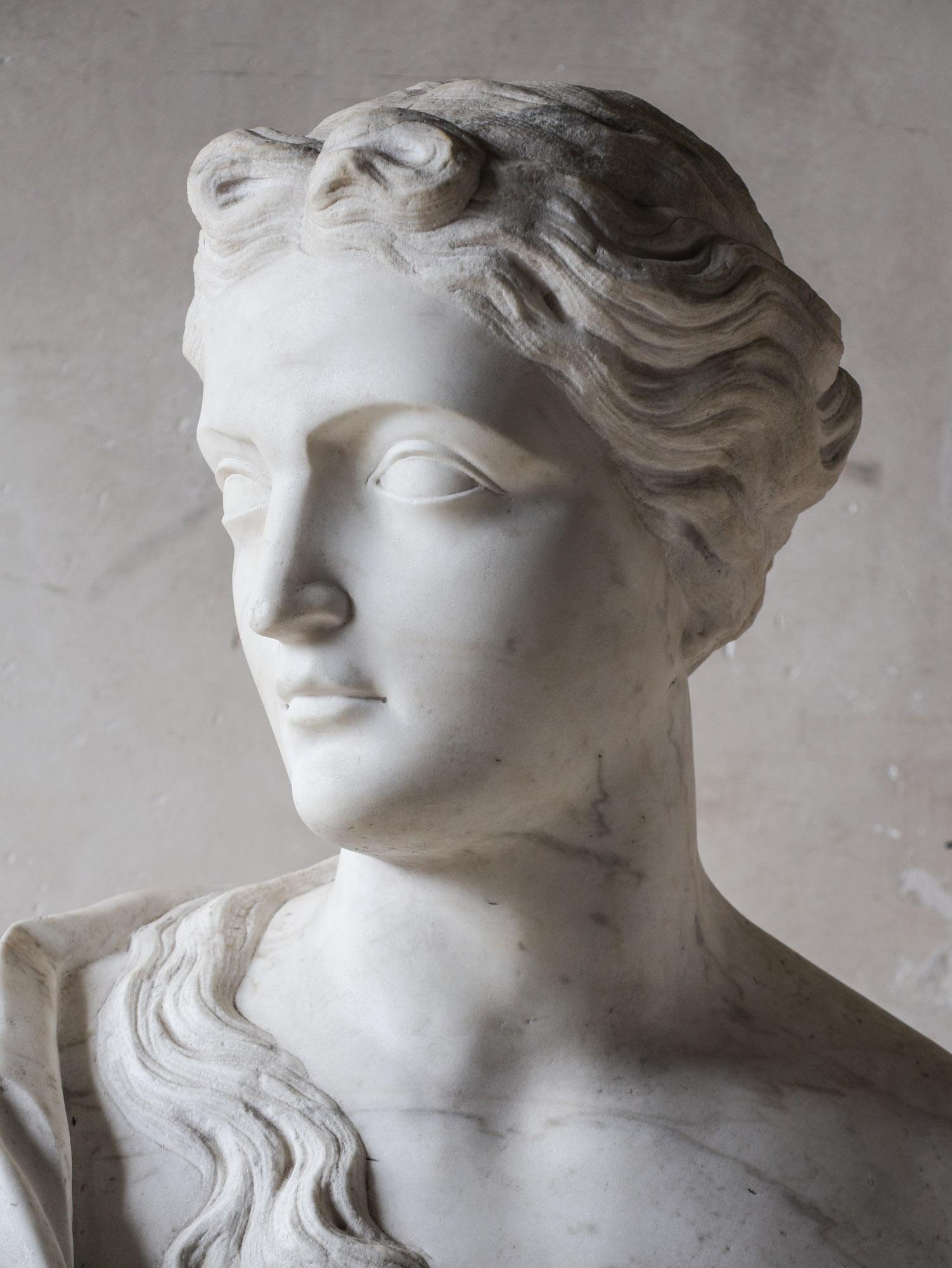 Grand Marble Bust of Omphale with Hercules' Lion Skin – Amsterdam, c. 1740 For Sale 3