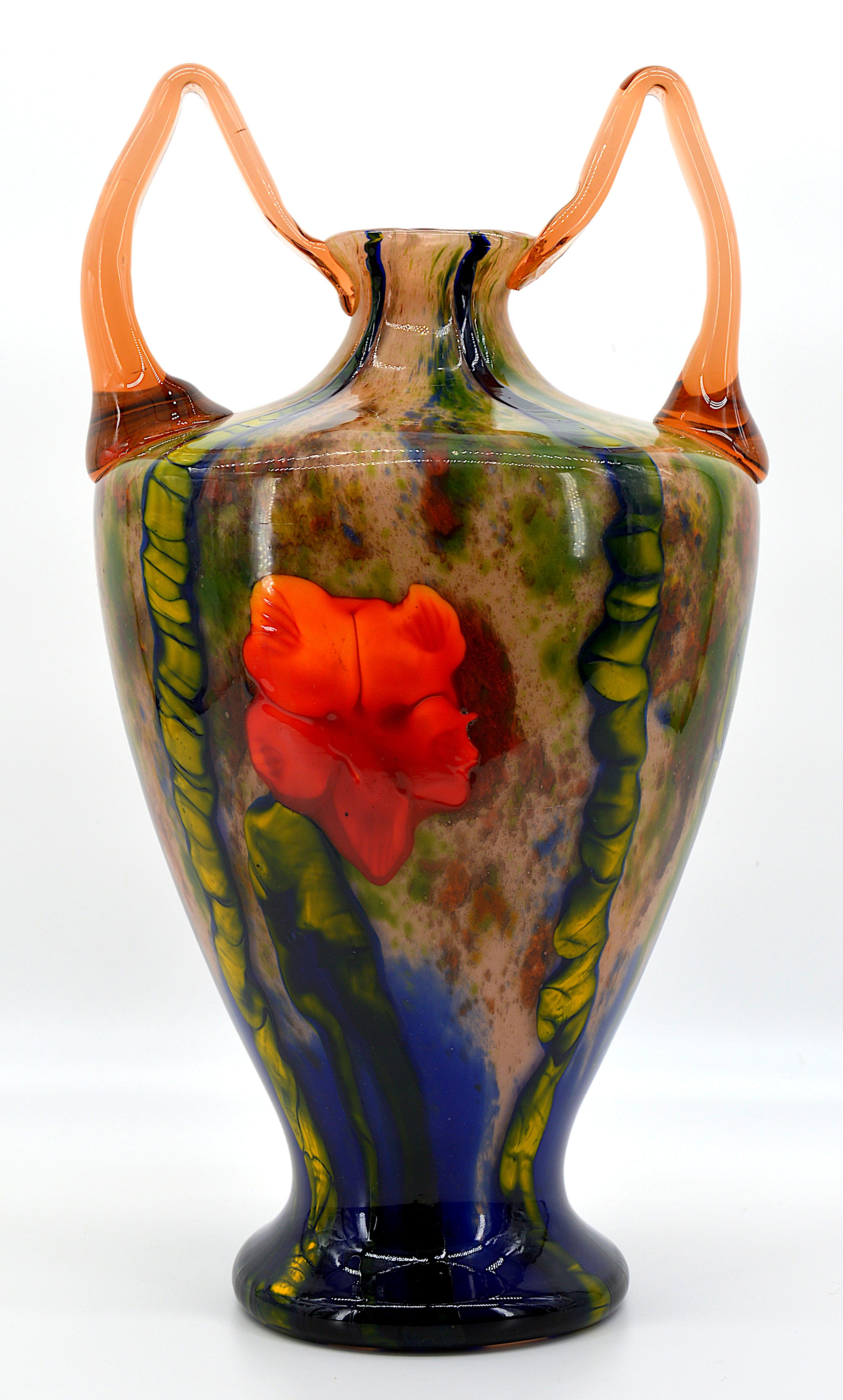 Art Deco Grand Marquetry Flower Vase by Kralik, 1920s