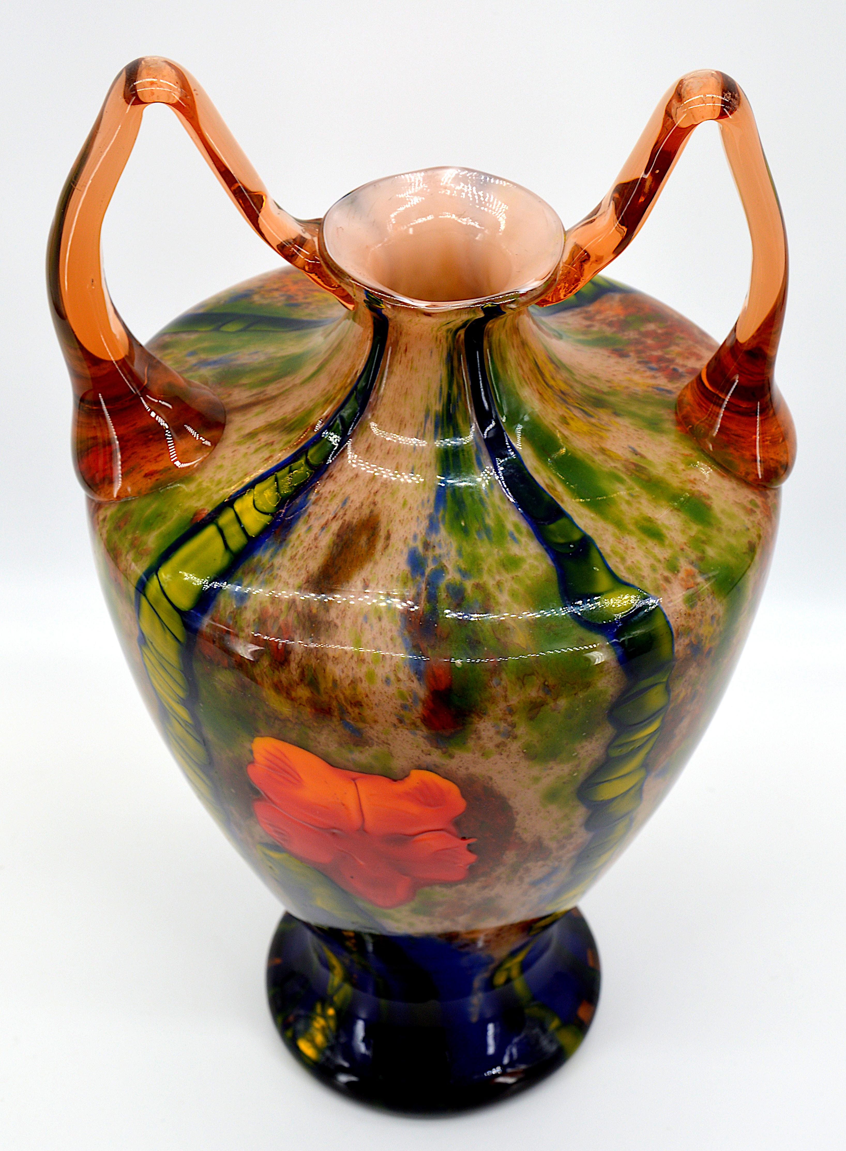 Grand Marquetry Flower Vase by Kralik, 1920s 1
