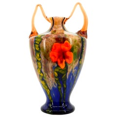 Große Blumenvase mit Intarsien von Kralik:: 1920er Jahre