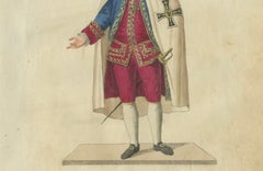 Grand Master of the Teutonic Order: 1791 Colored Engraving in Ceremonial Robes