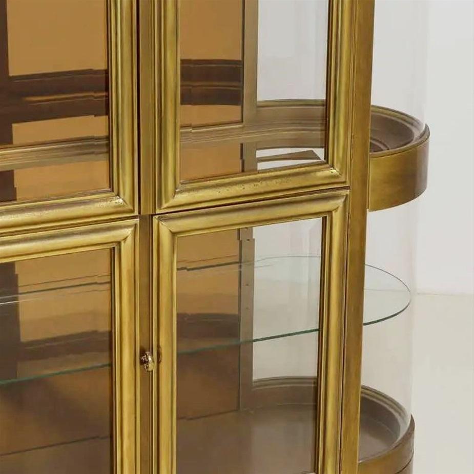 Mid-Century Modern Grand Mastercraft Designed Three Part Brass & Glass Vitrines or Curio Cabinets For Sale