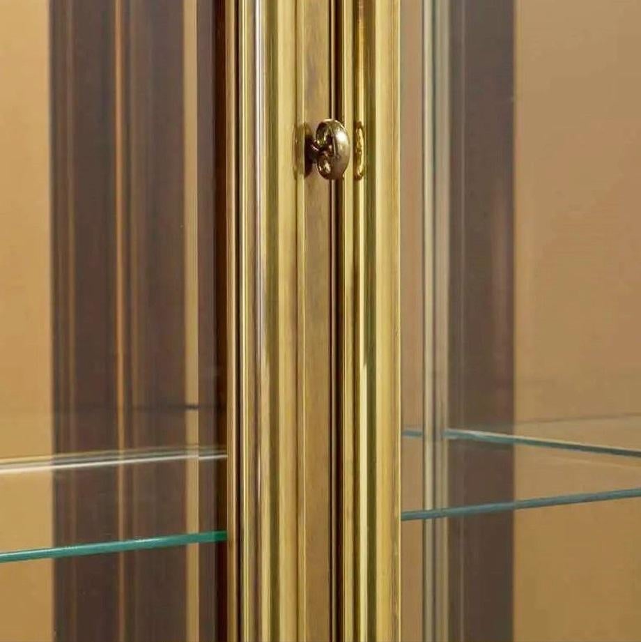 American Grand Mastercraft Designed Three Part Brass & Glass Vitrines or Curio Cabinets For Sale