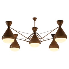 Grand Mid-20th Century Dutch Chandelier in Bronze-Colored Metal