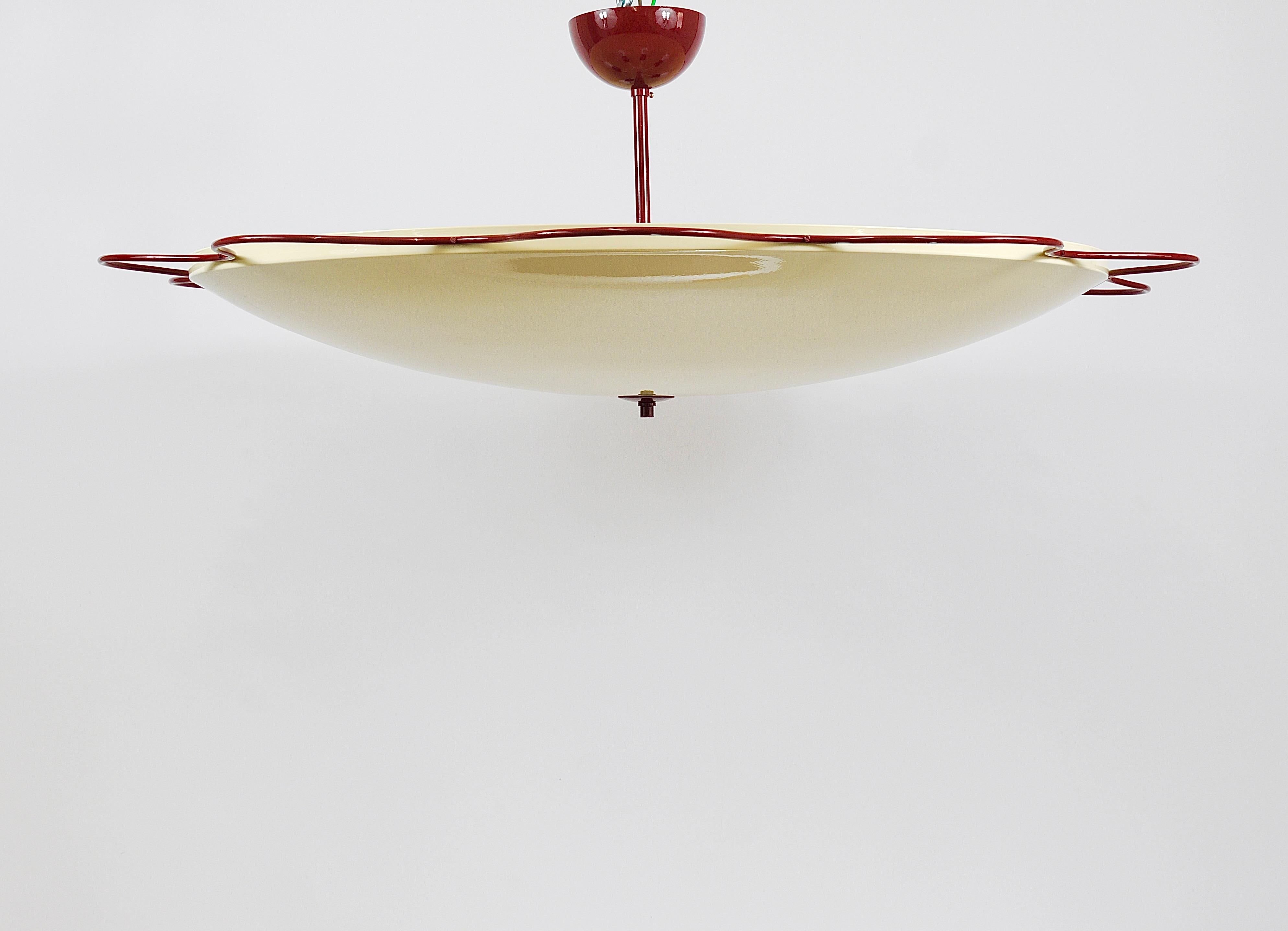 Lámpara de techo empotrable Grand Mid-Century Flush Mount Uplight de Filmcasino Vienna, años 50 5