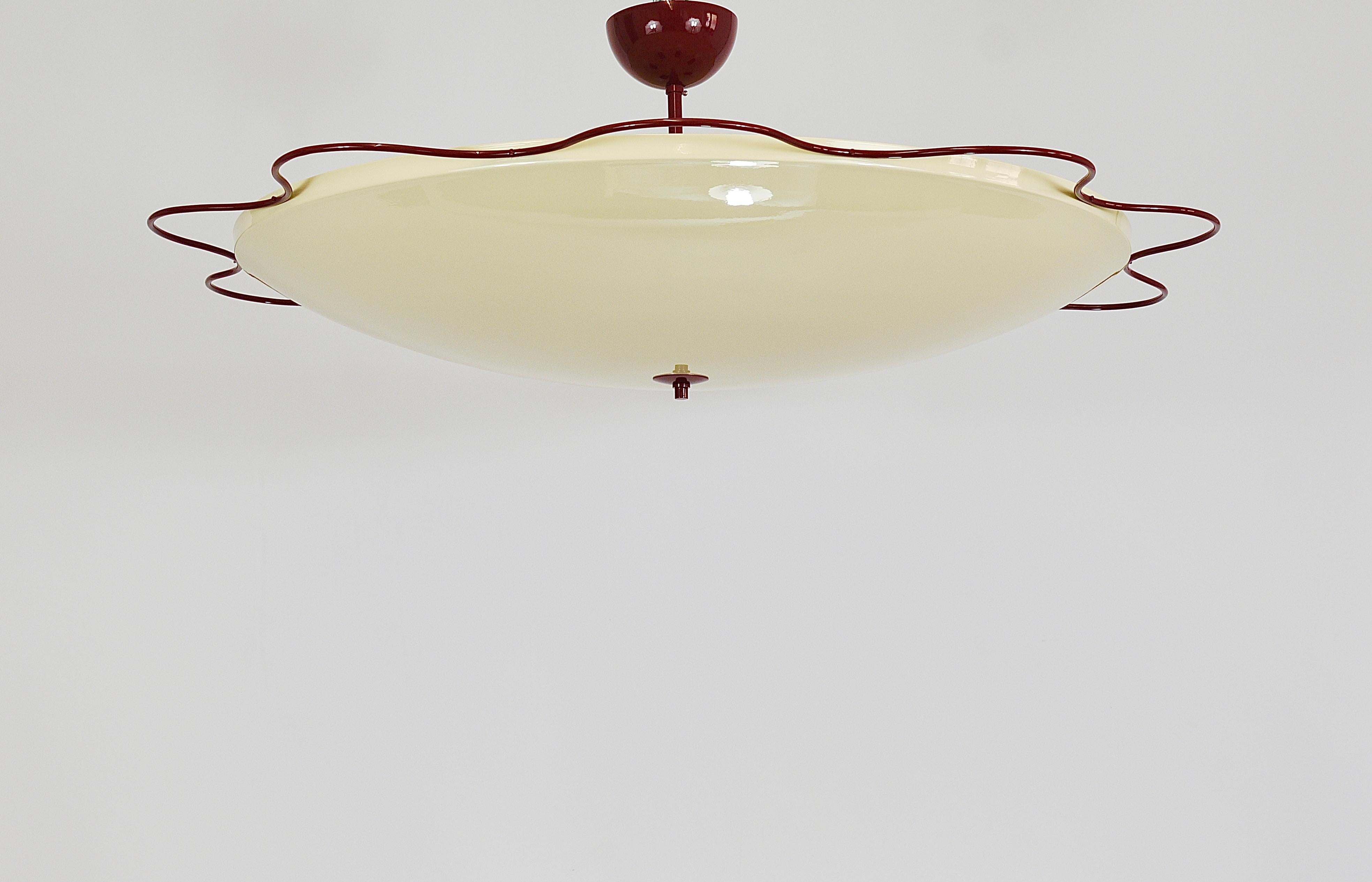 Lámpara de techo empotrable Grand Mid-Century Flush Mount Uplight de Filmcasino Vienna, años 50 6