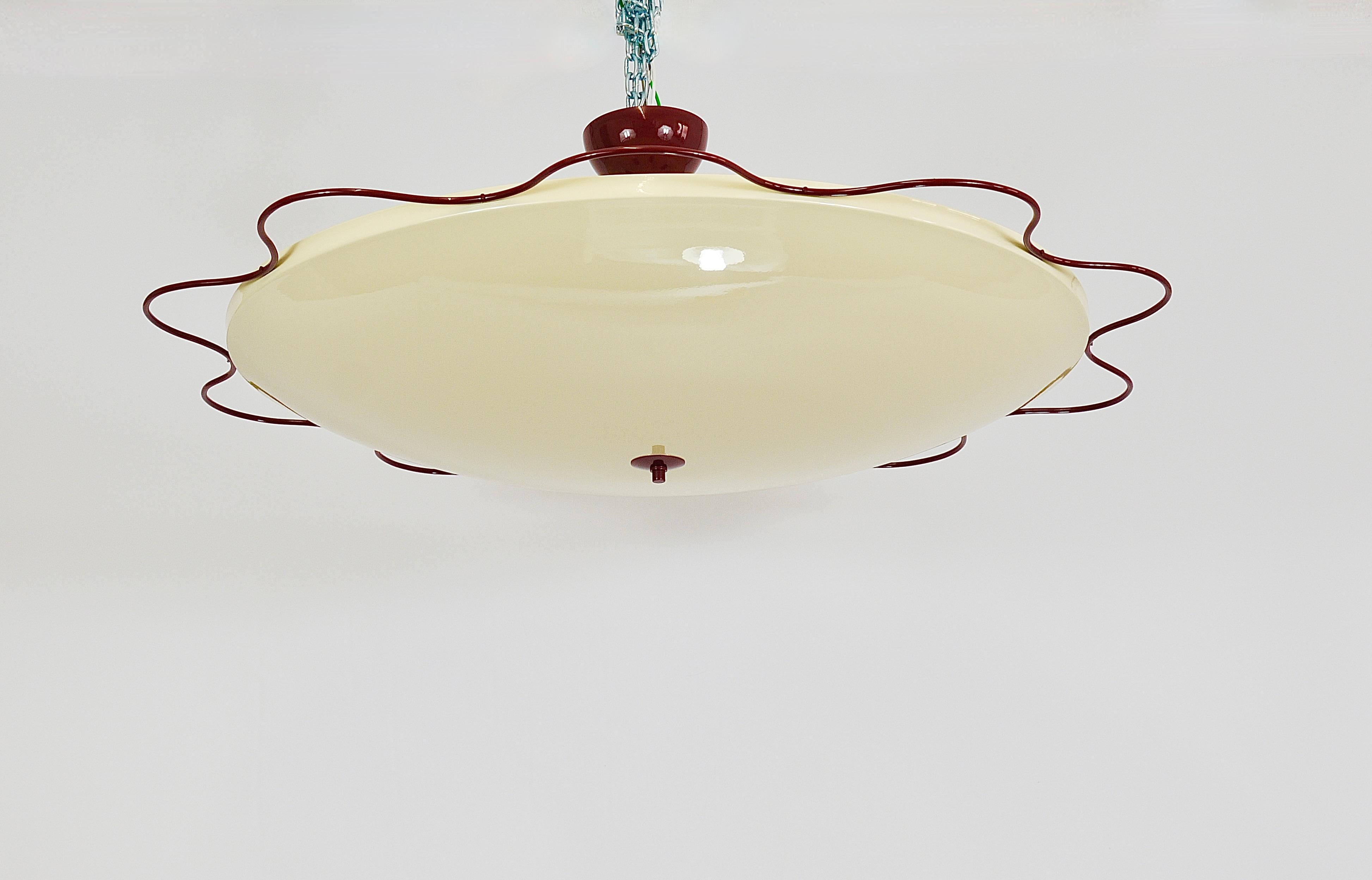 Lámpara de techo empotrable Grand Mid-Century Flush Mount Uplight de Filmcasino Vienna, años 50 8