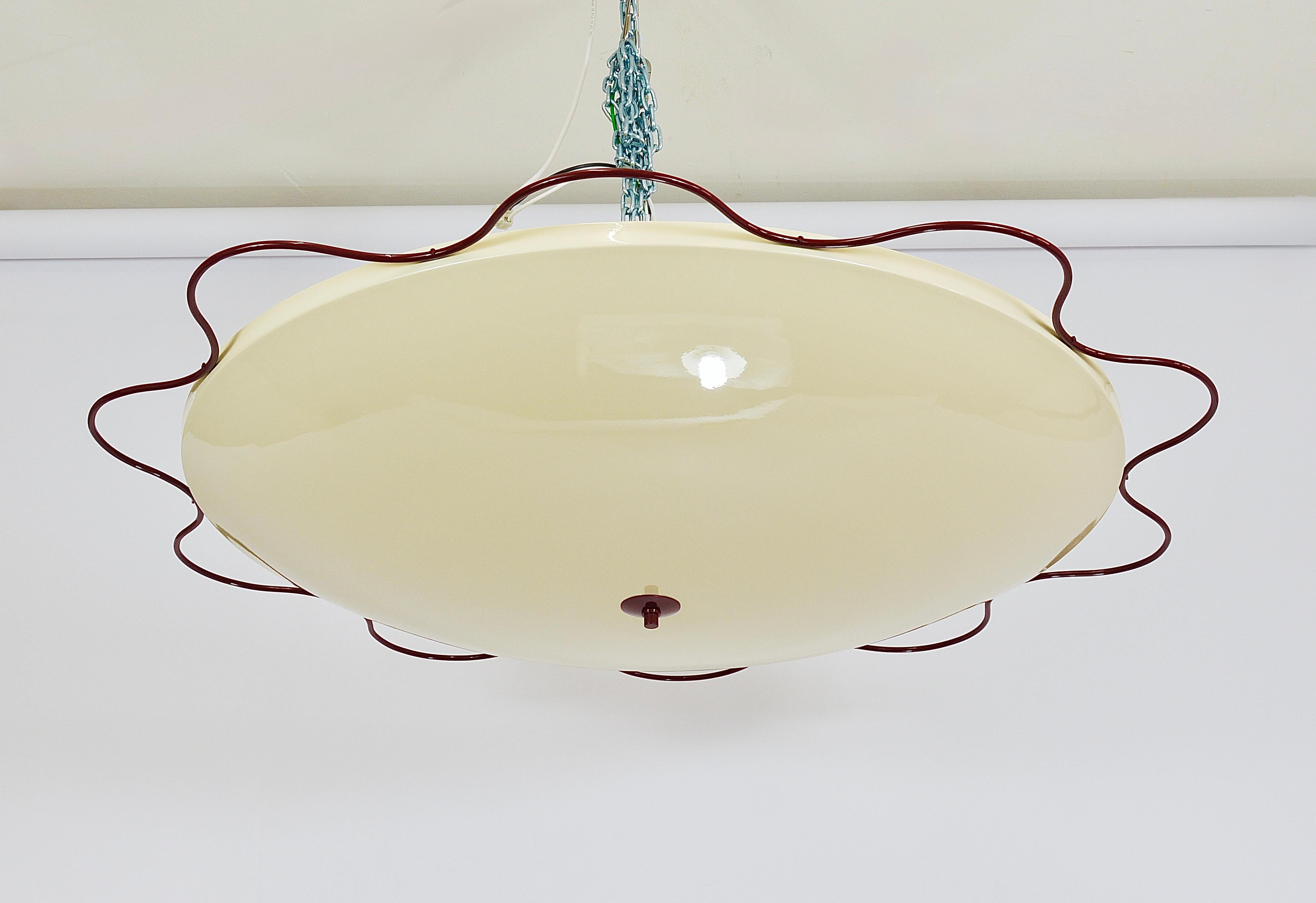 Lámpara de techo empotrable Grand Mid-Century Flush Mount Uplight de Filmcasino Vienna, años 50 10