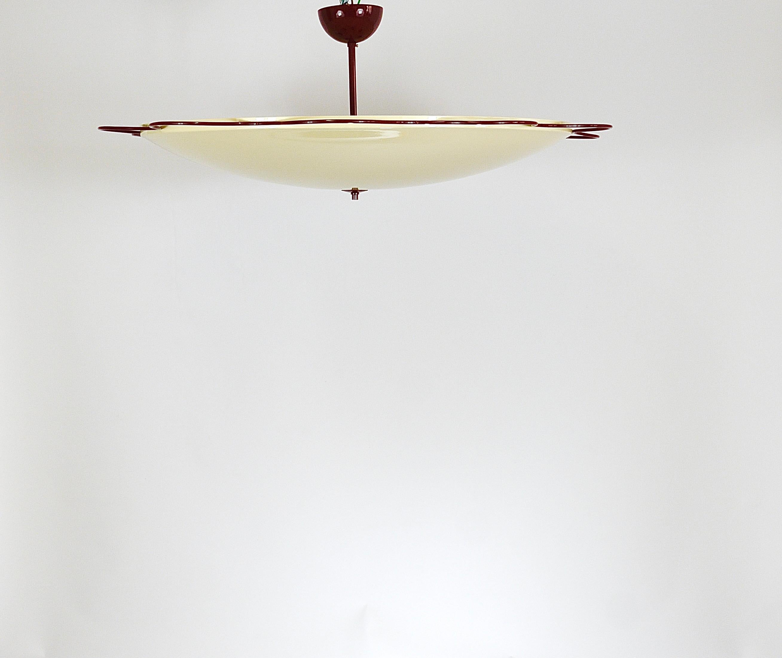 Lámpara de techo empotrable Grand Mid-Century Flush Mount Uplight de Filmcasino Vienna, años 50 12