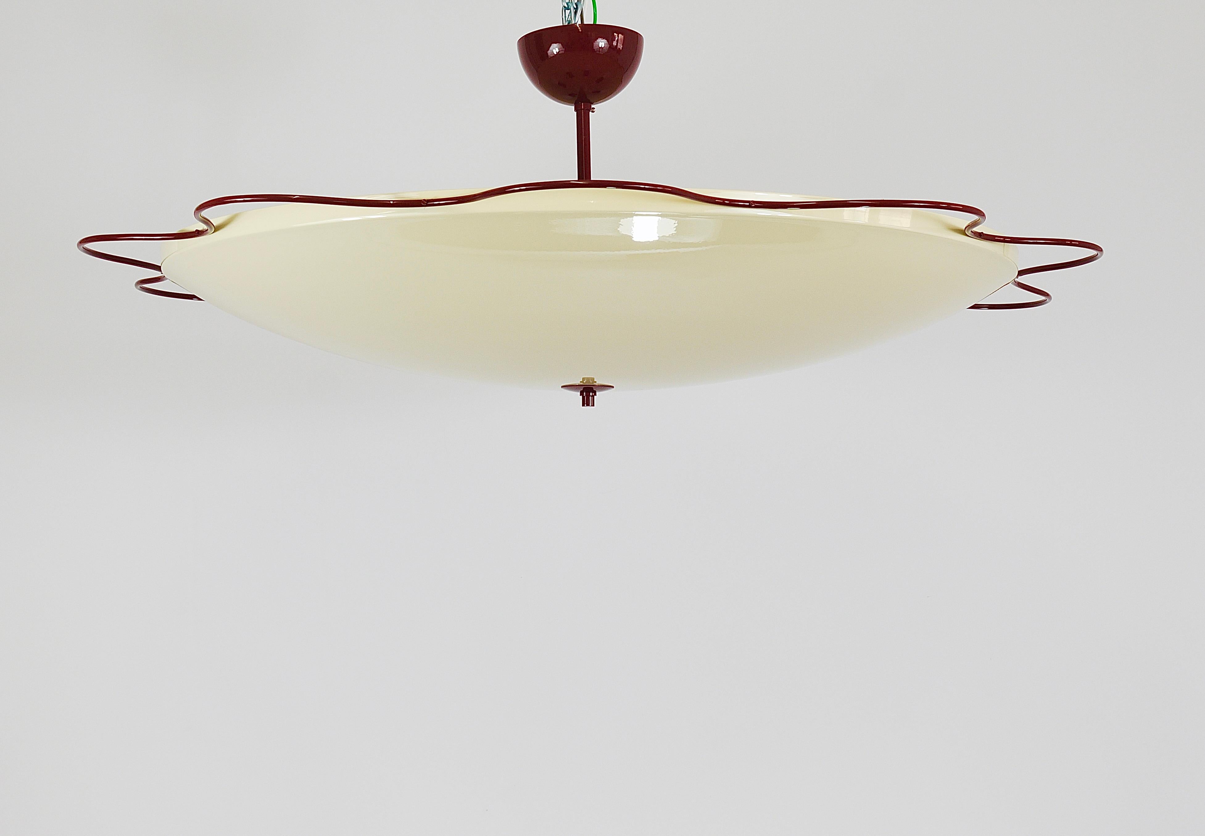 Lámpara de techo empotrable Grand Mid-Century Flush Mount Uplight de Filmcasino Vienna, años 50 Moderno de mediados de siglo