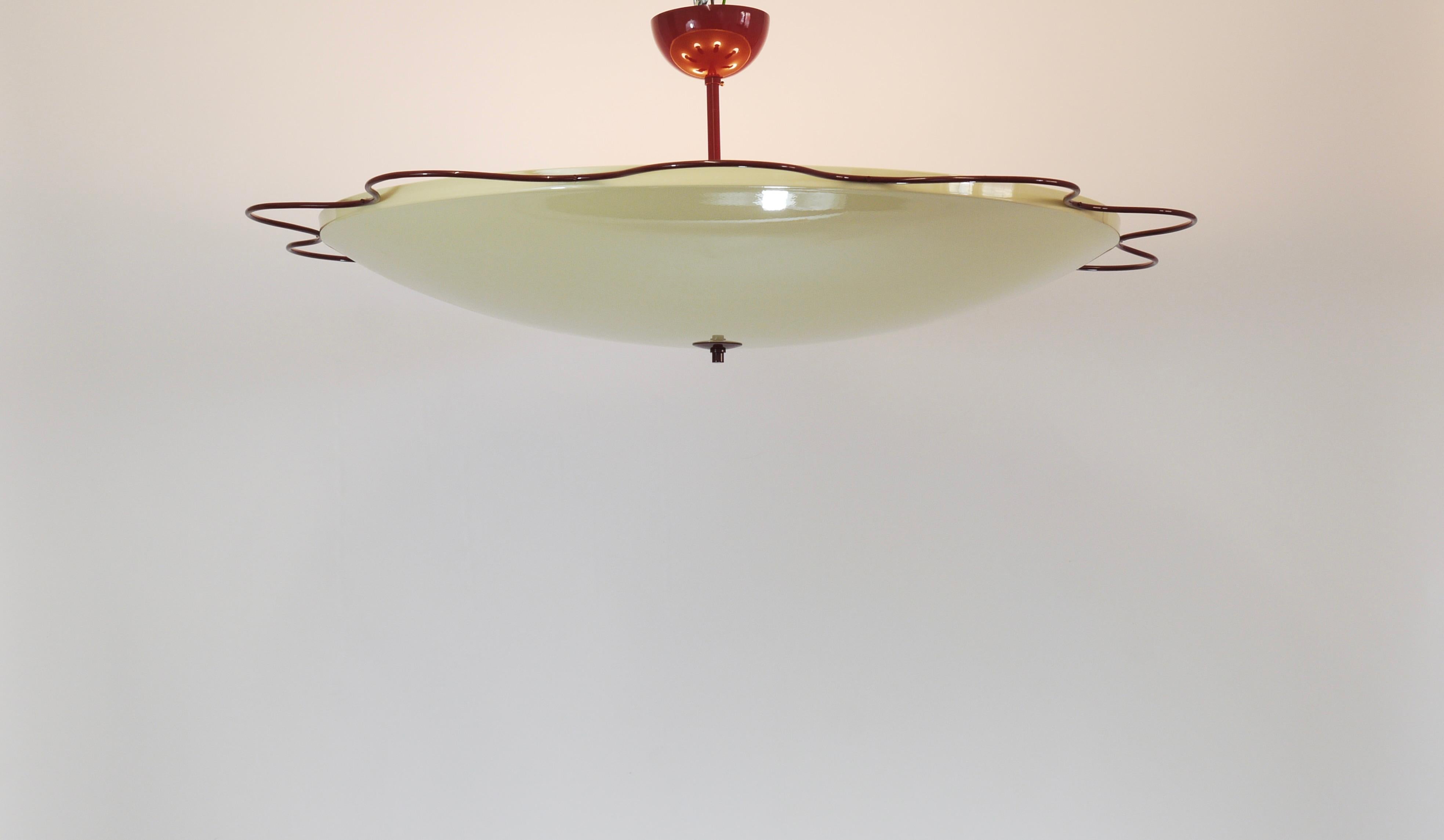 Lámpara de techo empotrable Grand Mid-Century Flush Mount Uplight de Filmcasino Vienna, años 50 Austríaco
