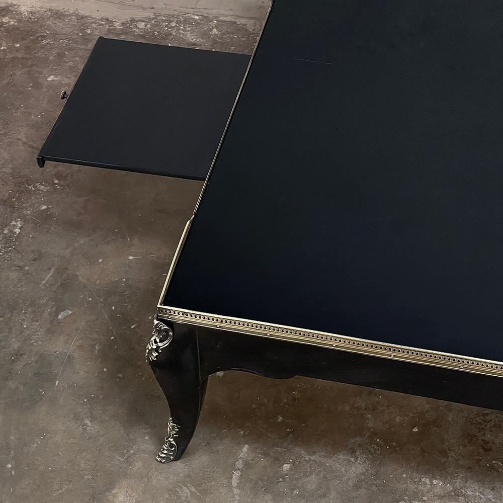 20th Century Grand Mid-Century French Black Enamel Coffee Table with Glass Top For Sale
