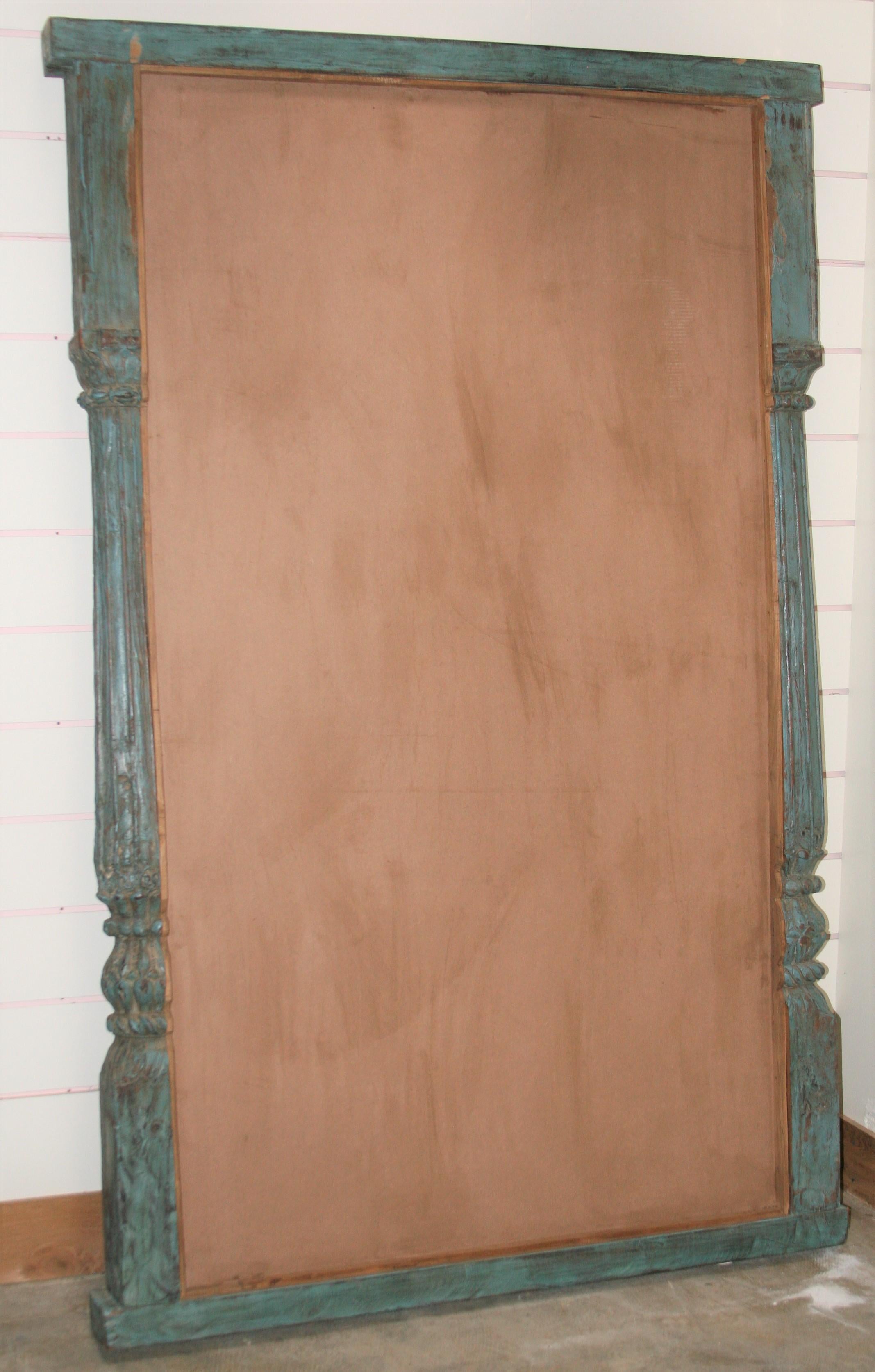 Grand Mirror Using Solid Teakwood Open Window from a Late 19th Century Castle For Sale 5