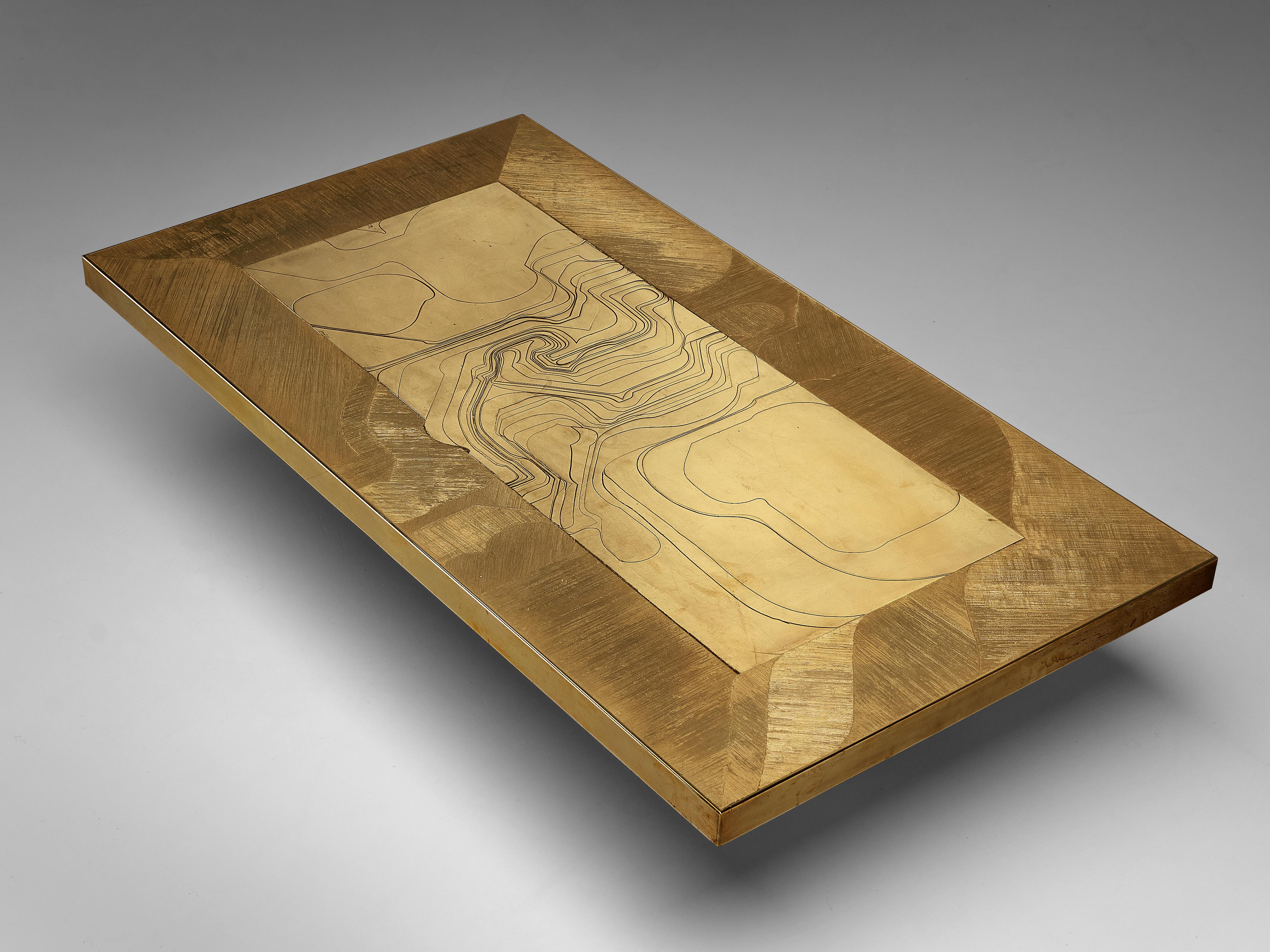 Grand Nadie Jenatzy Coffee Table in Etched Brass 2