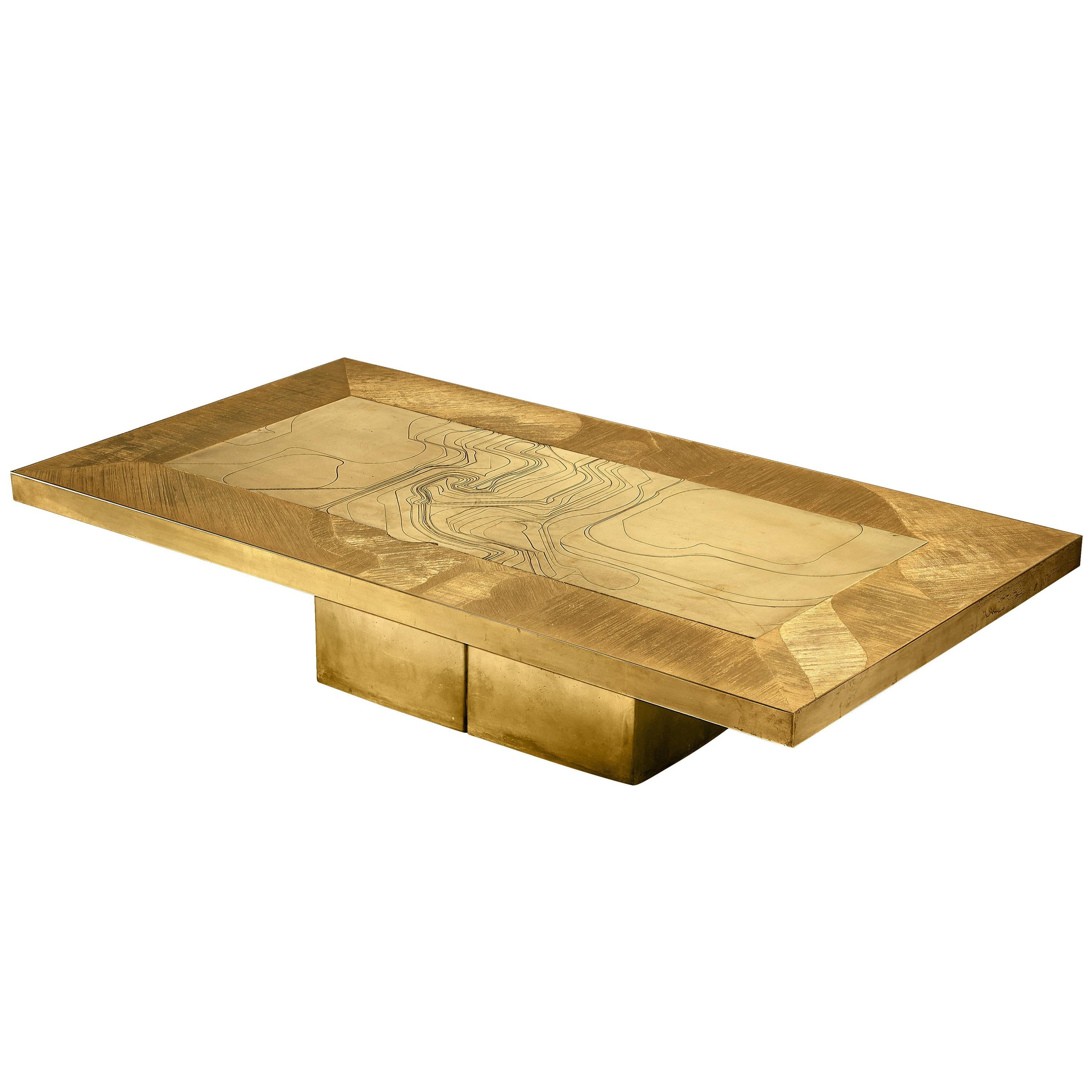Grand Nadie Jenatzy Coffee Table in Etched Brass