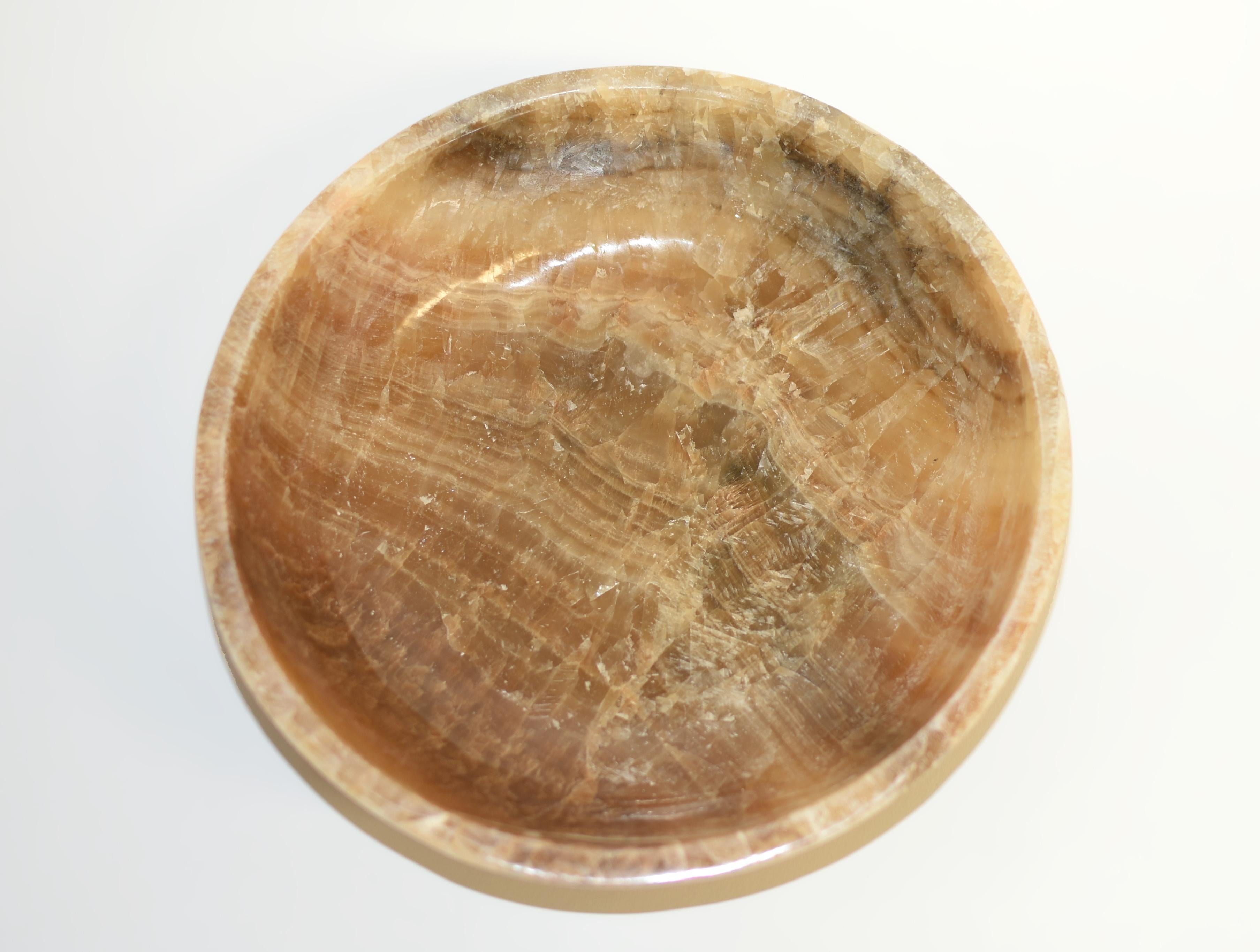 XXIe siècle et contemporain Grand bol en onyx naturel de 9,45