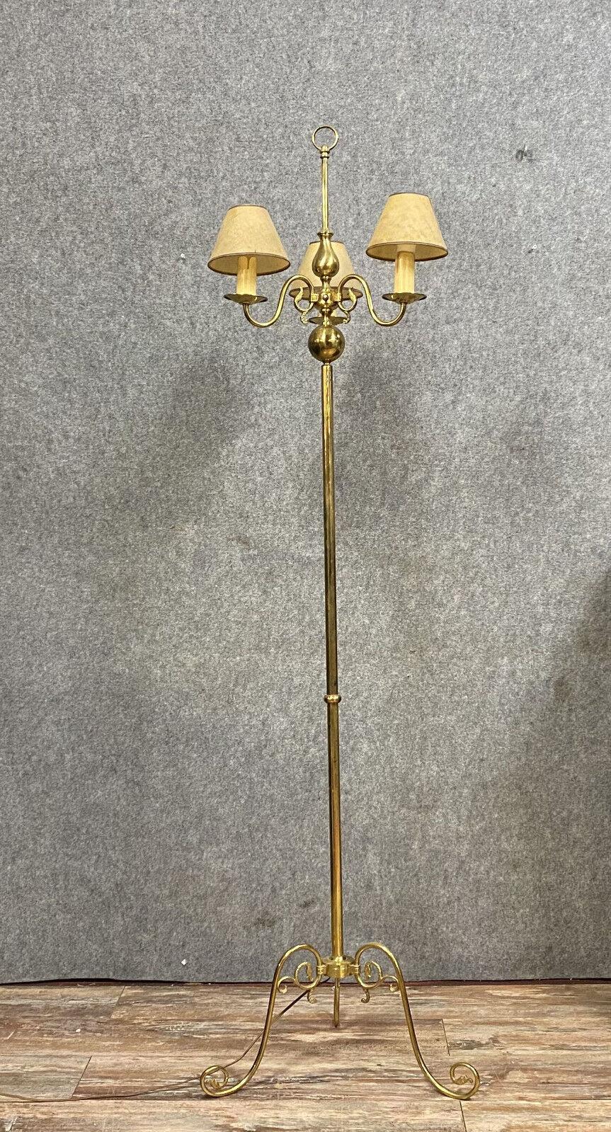 Illuminate your space with timeless elegance using this grand Neo-Classical floor lamp crafted by Lucien Gau, dating back to the late 20th century, approximately 1960-1970. This exquisite piece exudes sophistication and classical charm, making it a