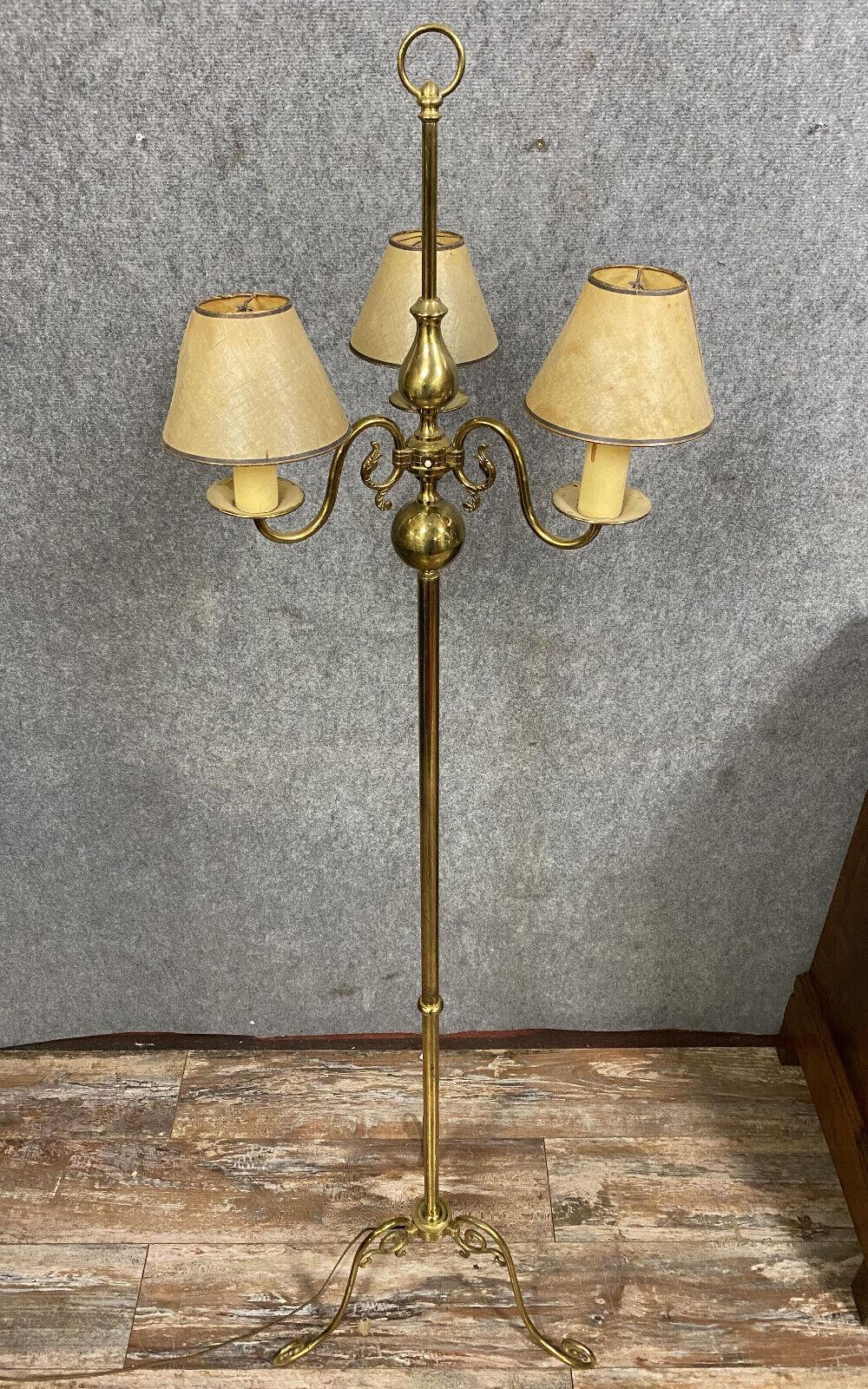 Late 20th Century Grand Neo-Classical Floor Lamp by Lucien Gau -1X46 For Sale