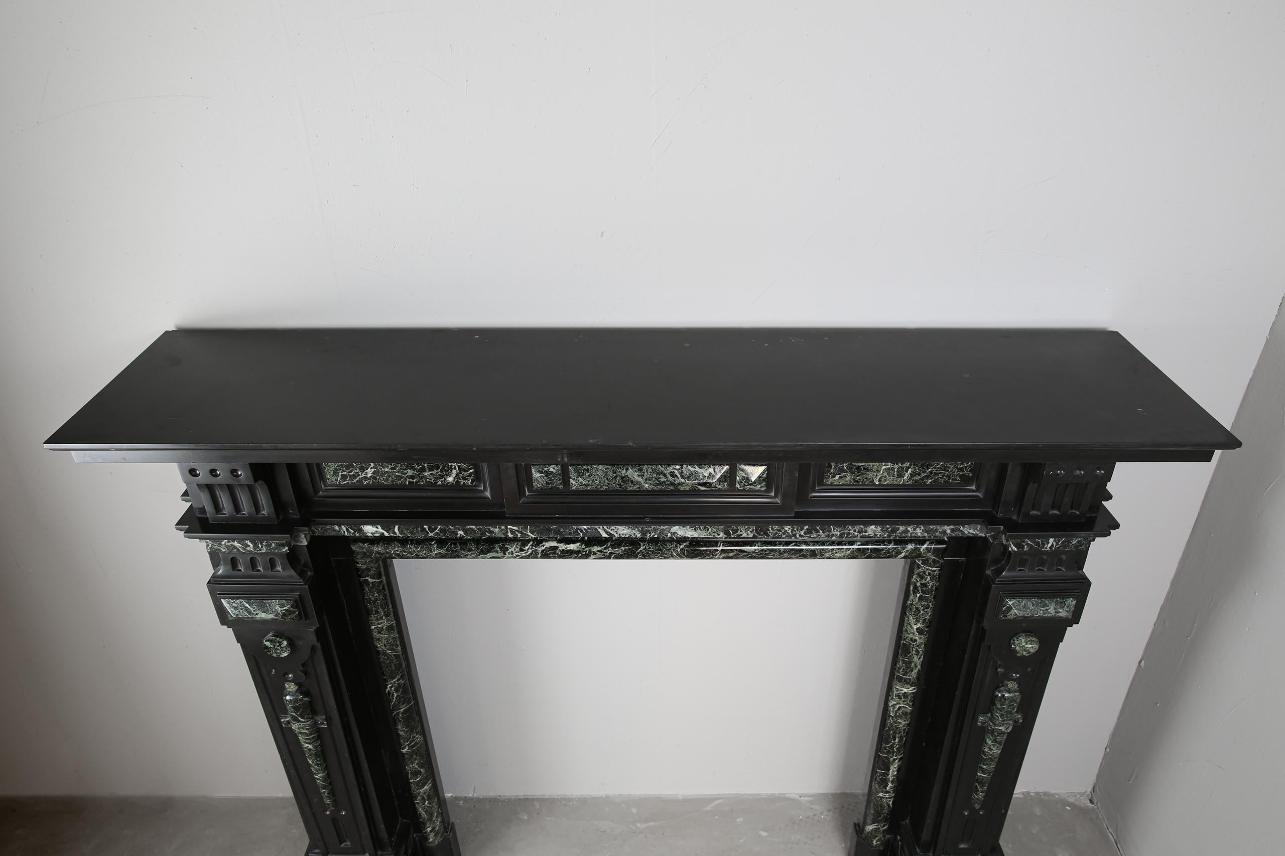 green marble fireplace surround