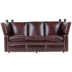 Grand Neoclassical Style Comfortable Three-Seat Leather Sofa