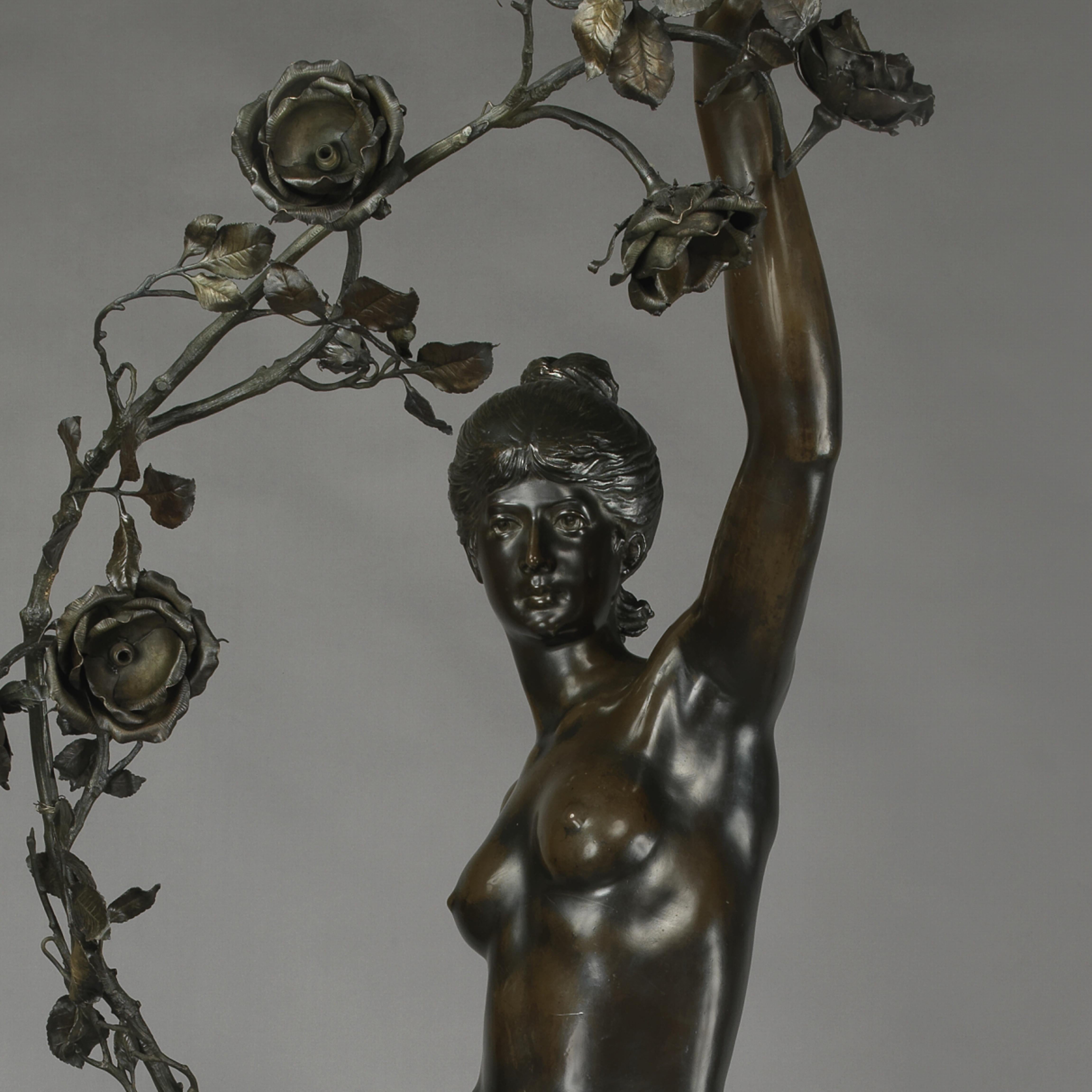 Cast 'Grand Nu Aux Feuillages', a Fine Patinated Bronzed Figural Group, circa 1900 For Sale