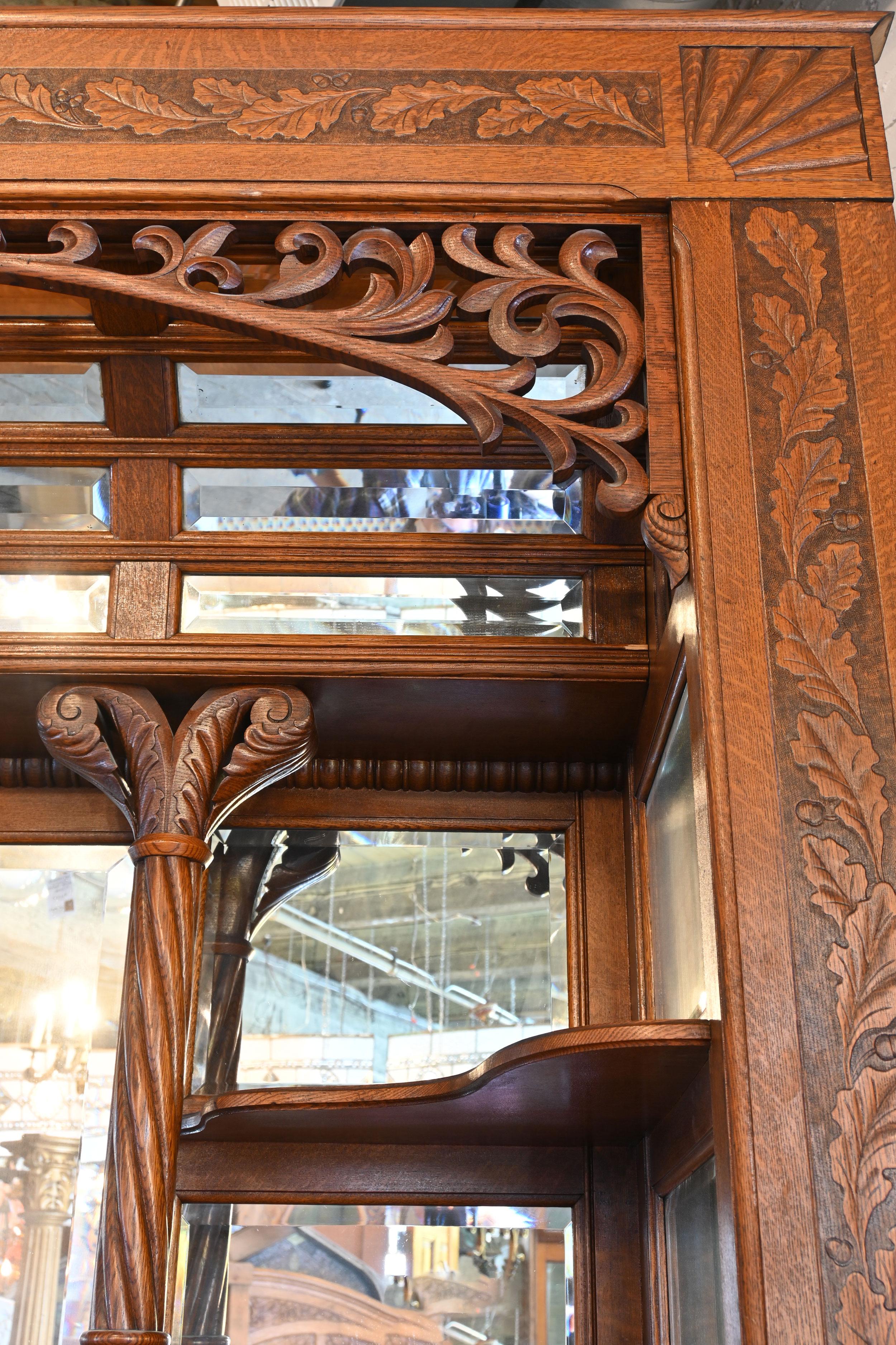 Grand Oak Buffet with Beveled Mirrored Ceiling 1