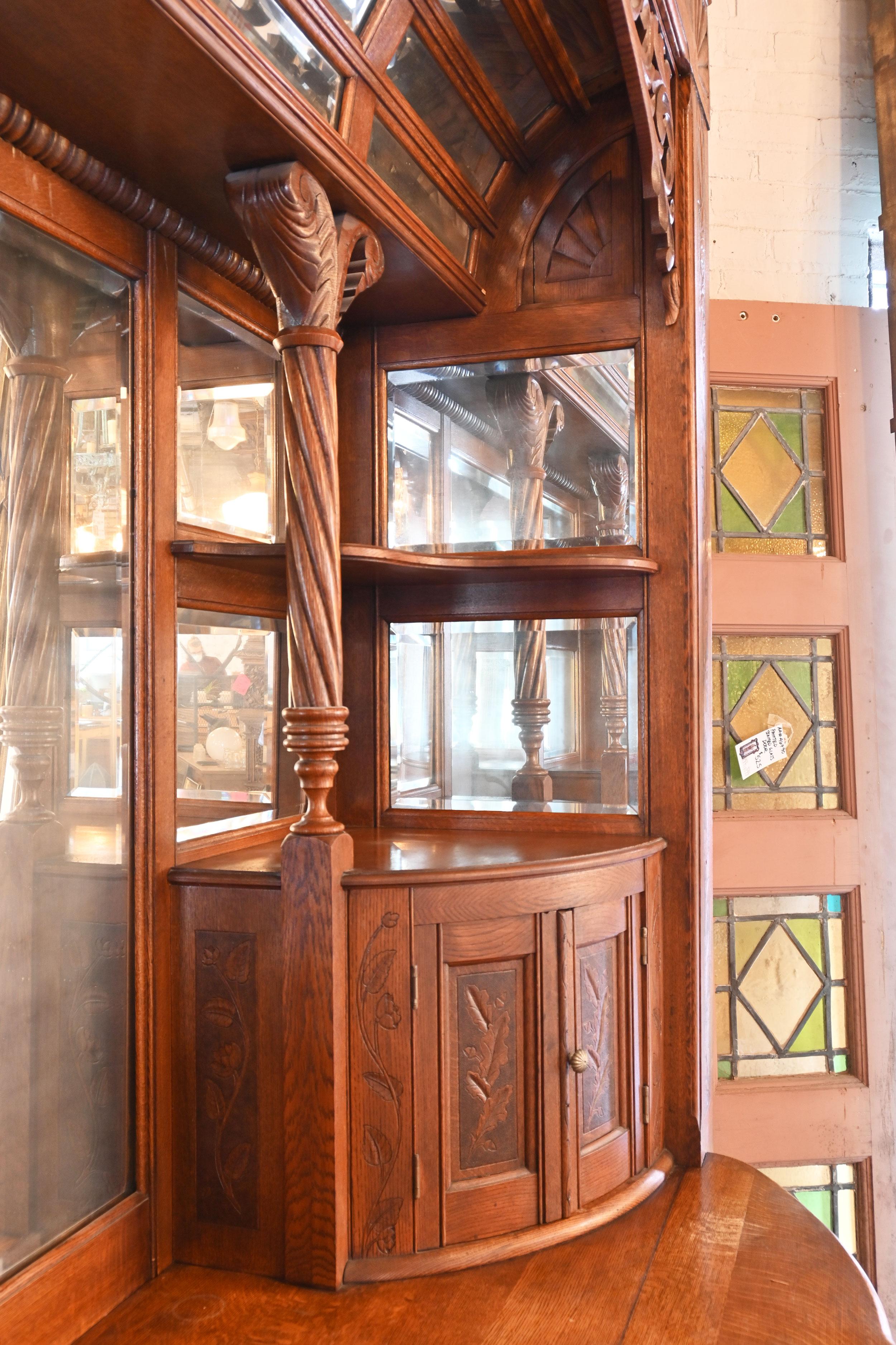 Grand Oak Buffet with Beveled Mirrored Ceiling 3