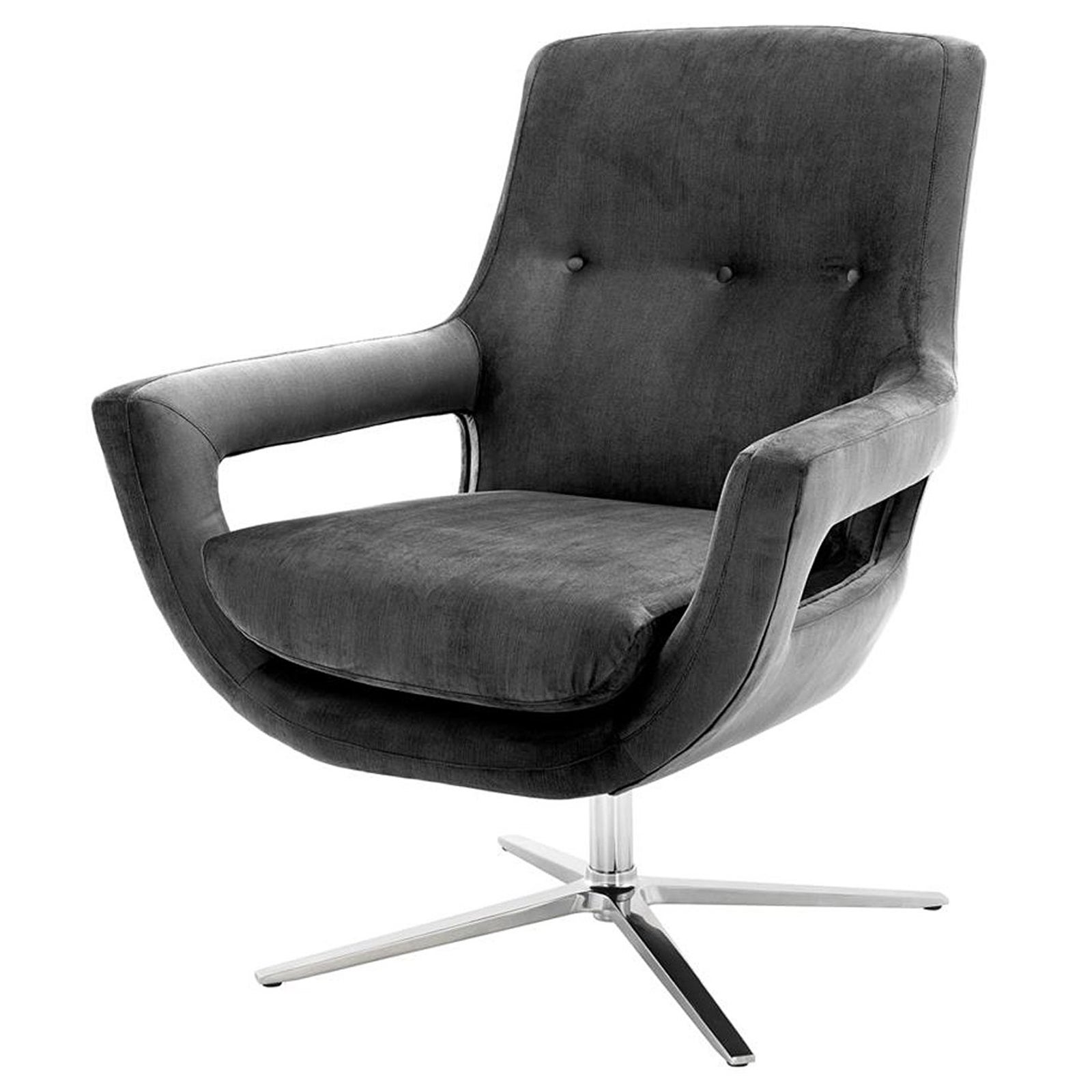 Grand Office Swivel Armchair with Granite Grey Fabric For Sale