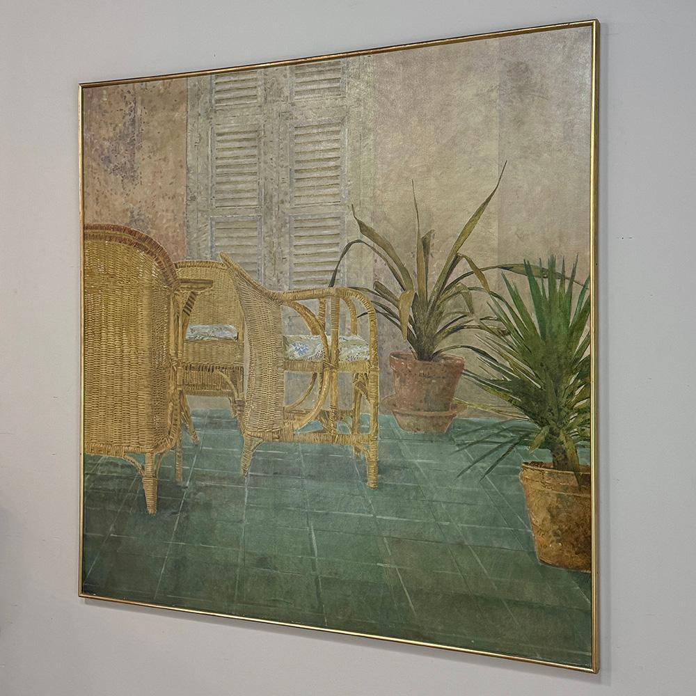 Das große Ölgemälde auf Leinwand von Jaap Schlee (1946-2014) um 1980 ist ein wunderbares Beispiel für das Werk des Künstlers, kurz bevor er sich an eine umfangreiche Bleistiftstudie über seinen Lieblingsautor Paul Leautaud machte, für die er