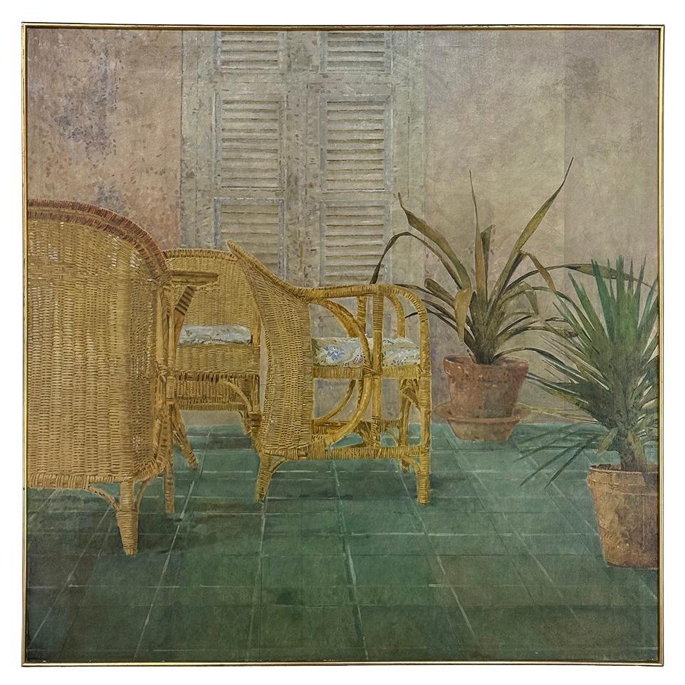 Grande peinture à l
huile sur toile de Jaap Schlee (1946-2014) ca. 1980